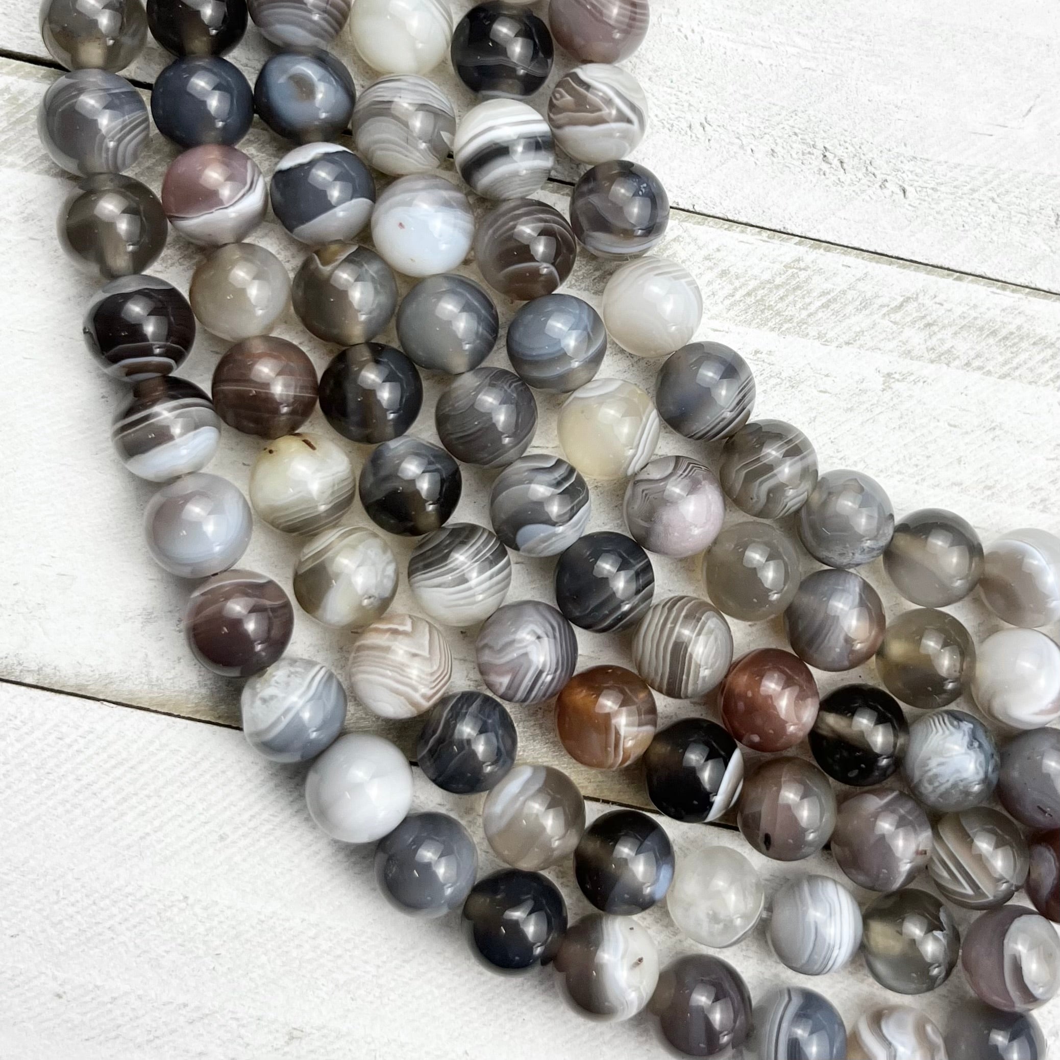 8mm Botswana Agate Bead Half Strand