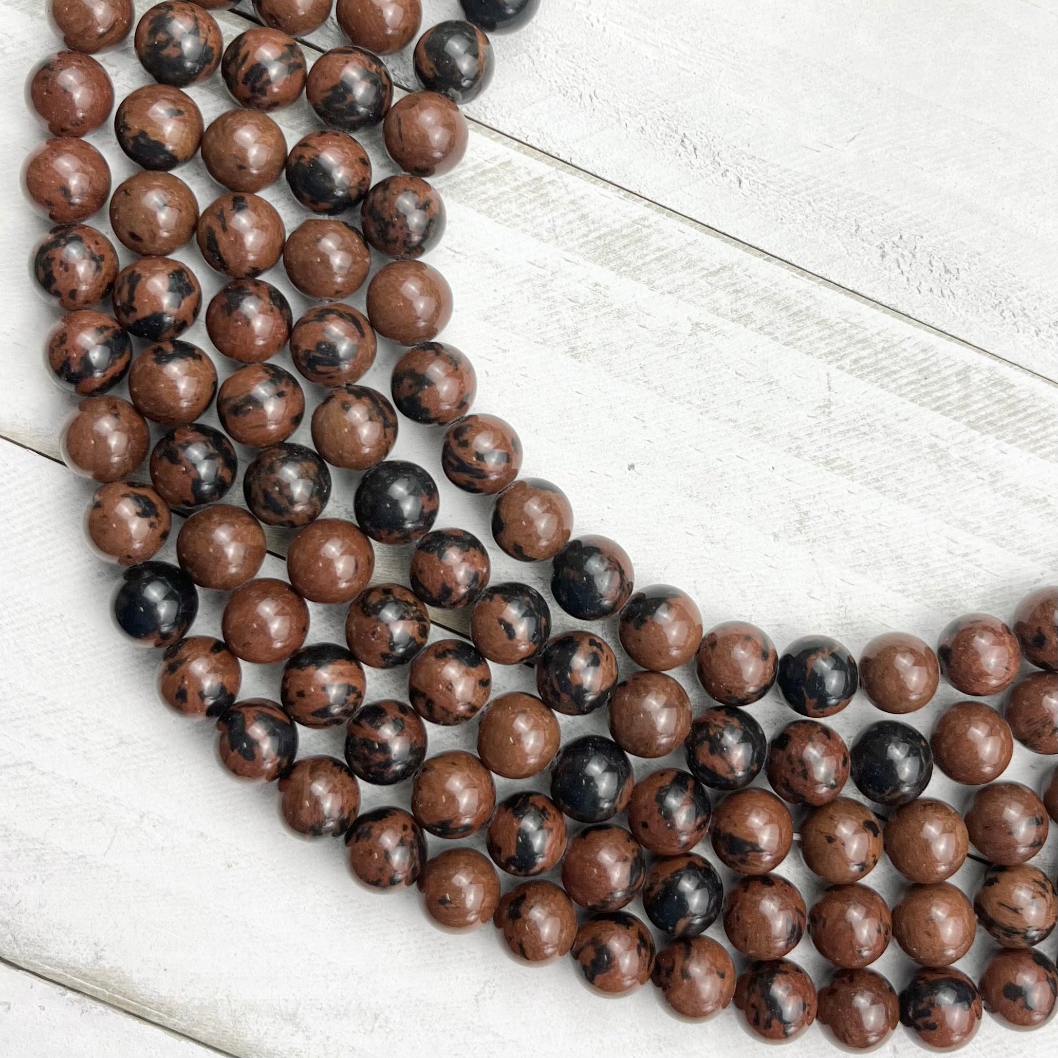 8mm Mahogany Obsidian Bead Strand