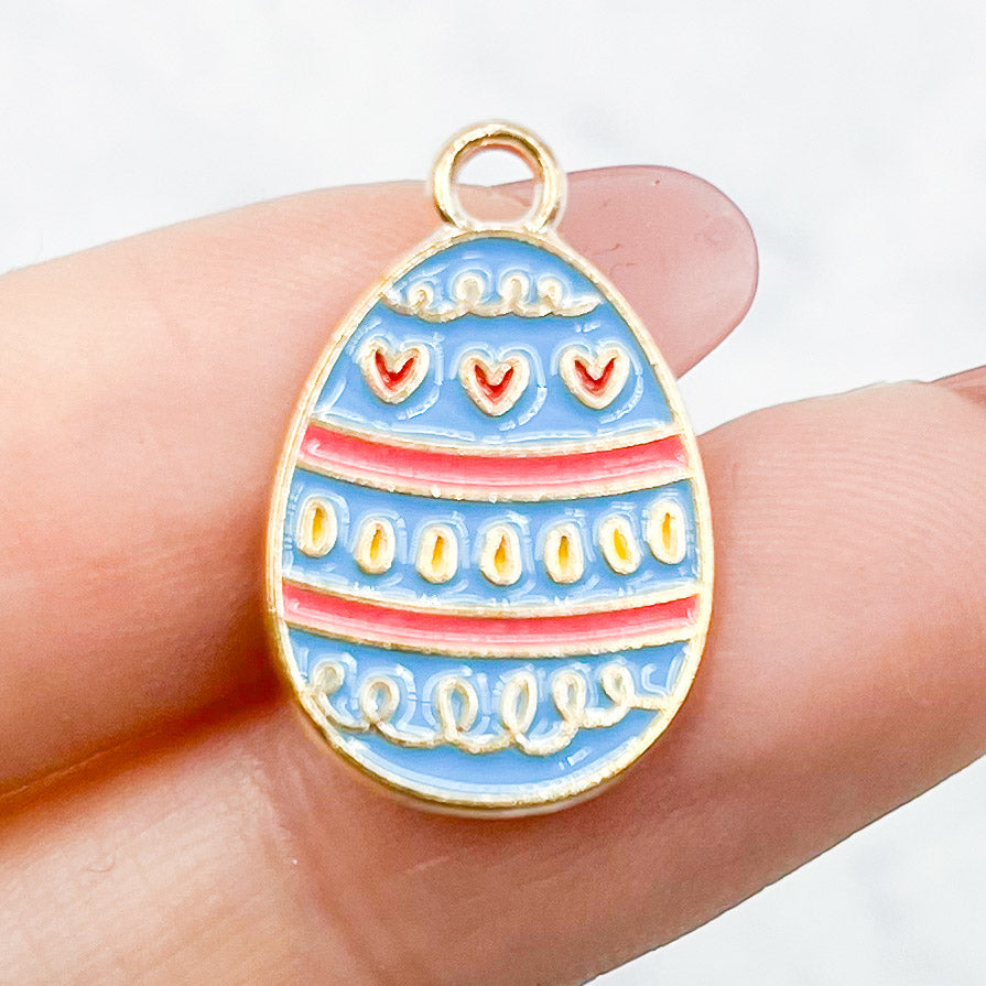 20mm Blue and Pink Egg Charm D2