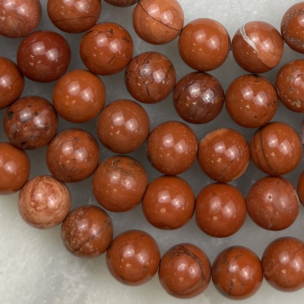 8mm Red Jasper Bead Strand