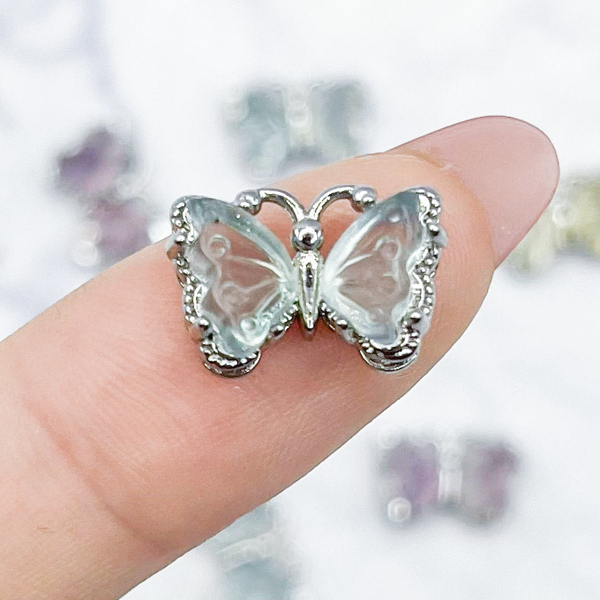 14x8mm Green Fluorite Silver Butterfly Pendant P85