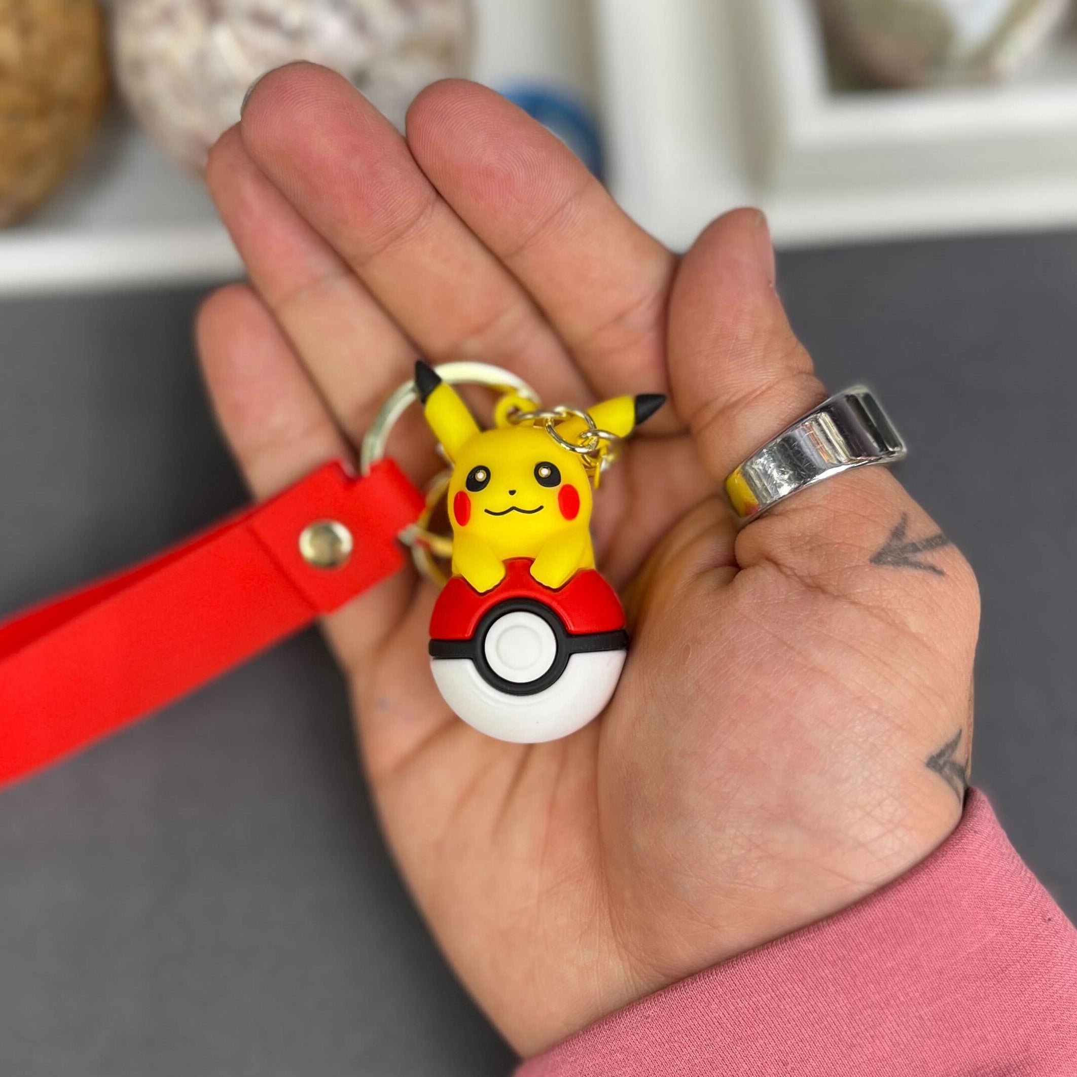 50mm Pikachu Ontop of Pokeball Keychain S5
