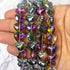 12x15mm Green/Purple Glass Puffy Heart Bead Half Strand