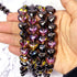 12x15mm Black/Pink Glass Puffy Heart Bead Half Strand