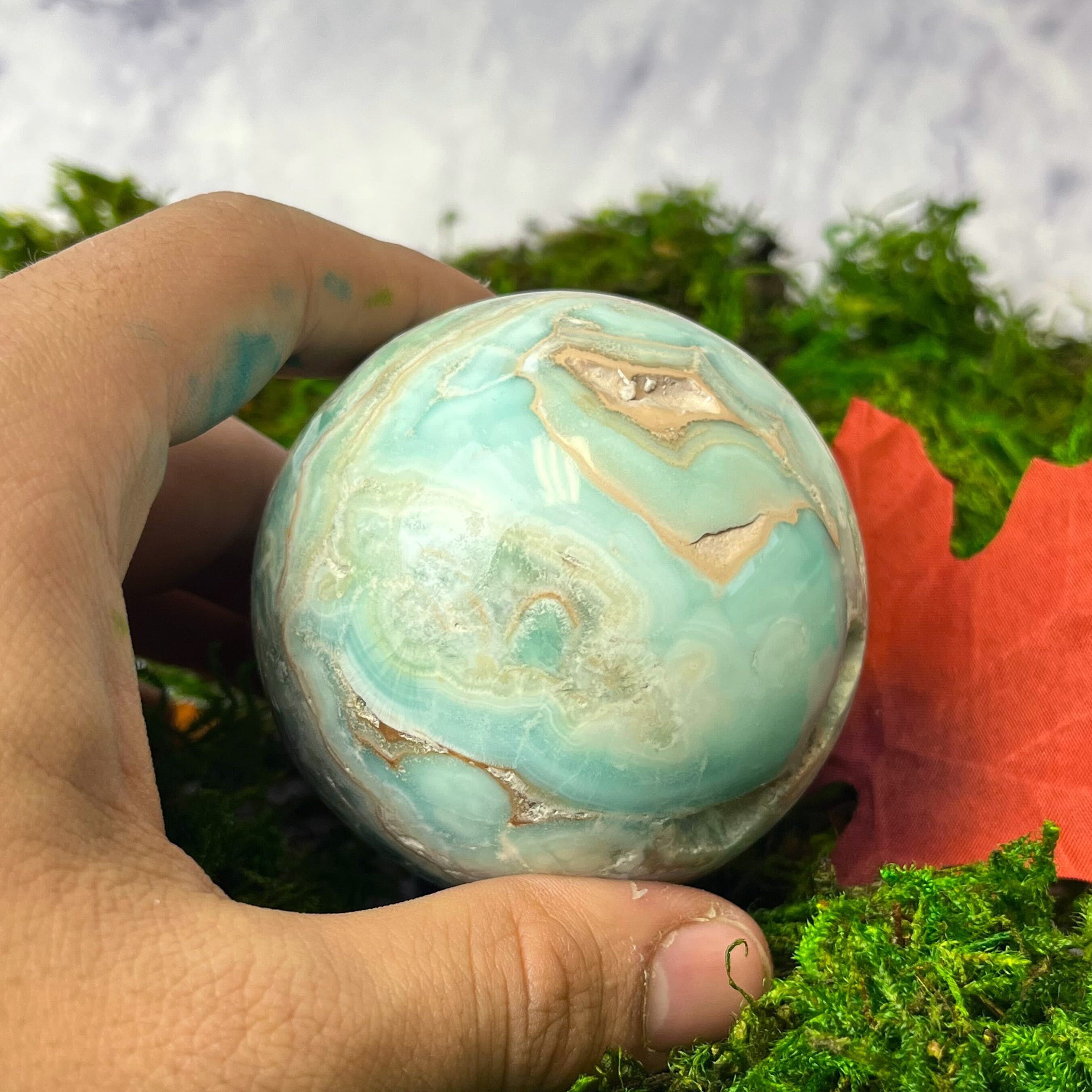 2.5 inch Blue Aragonite Sphere A106