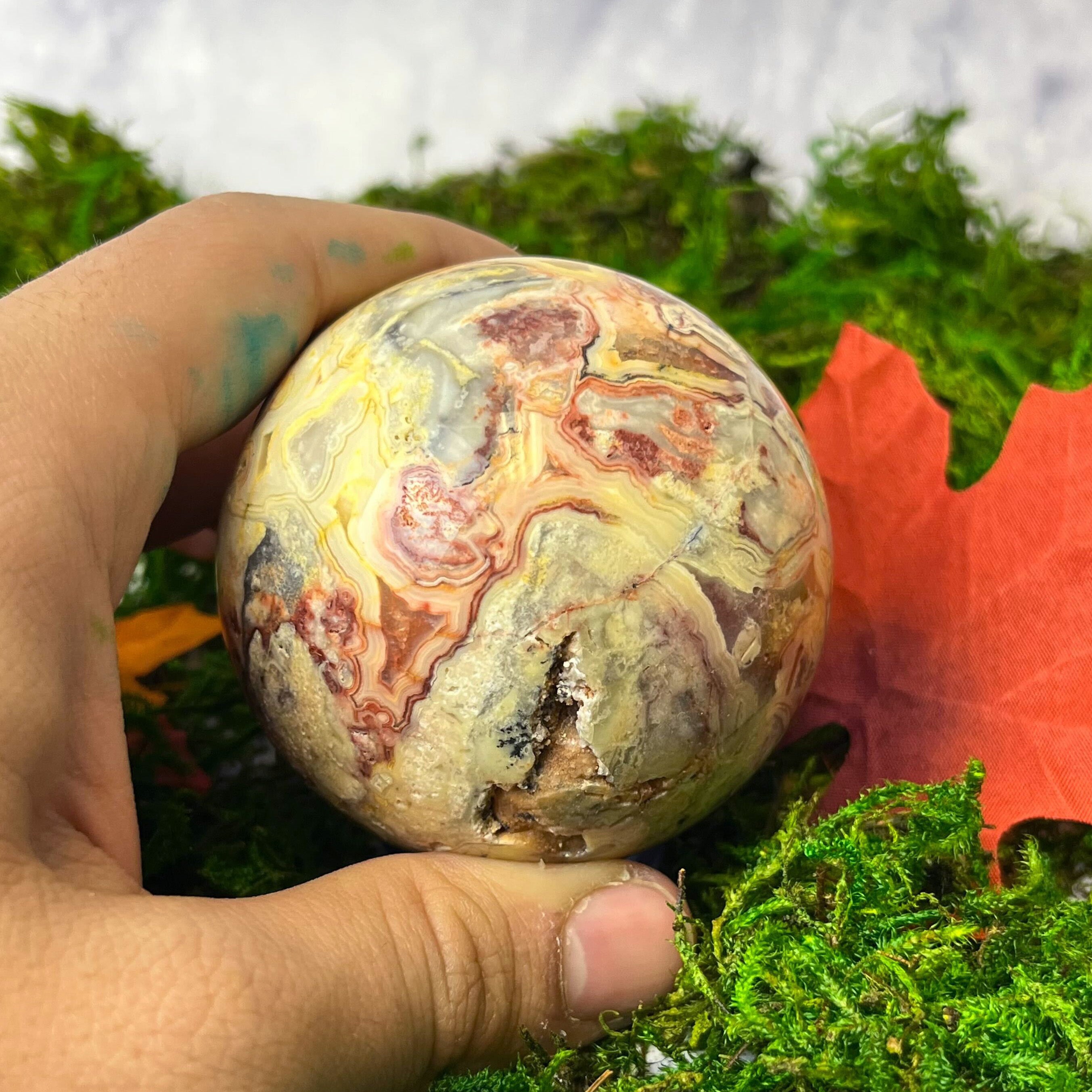 2.5 inch Mexican Lace Agate Sphere A69