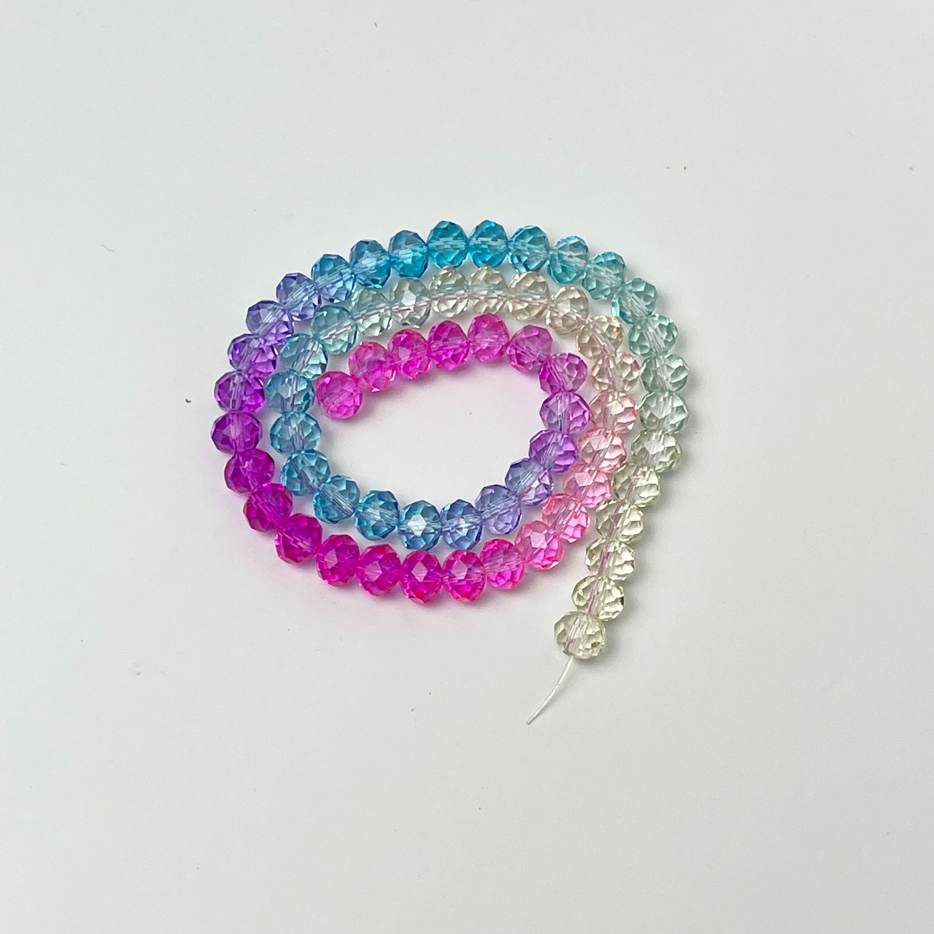 8x6mm Faceted Rondelle Candy Floss Gradient Crystal Bead Strand $5.25