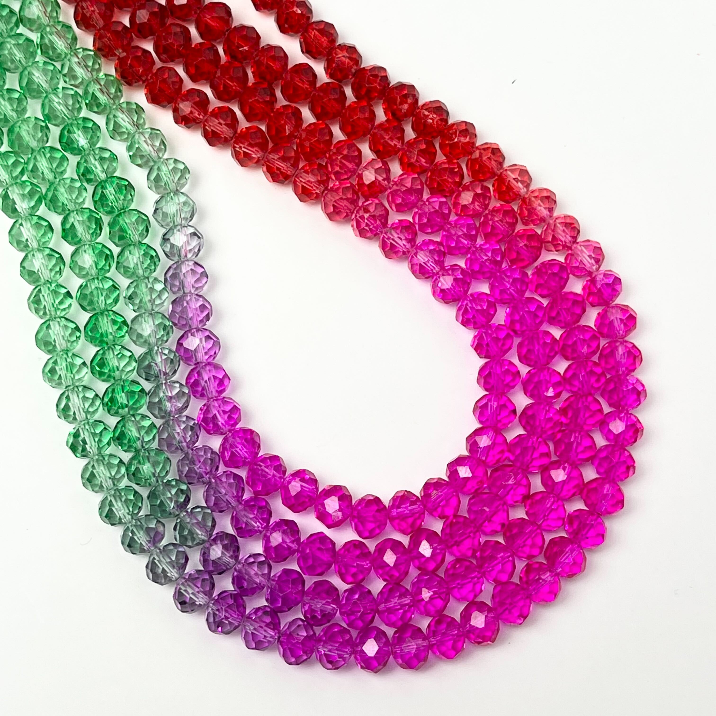 8x6mm Faceted Rondelle Jungle Juice Gradient Crystal Bead Strand $5.25