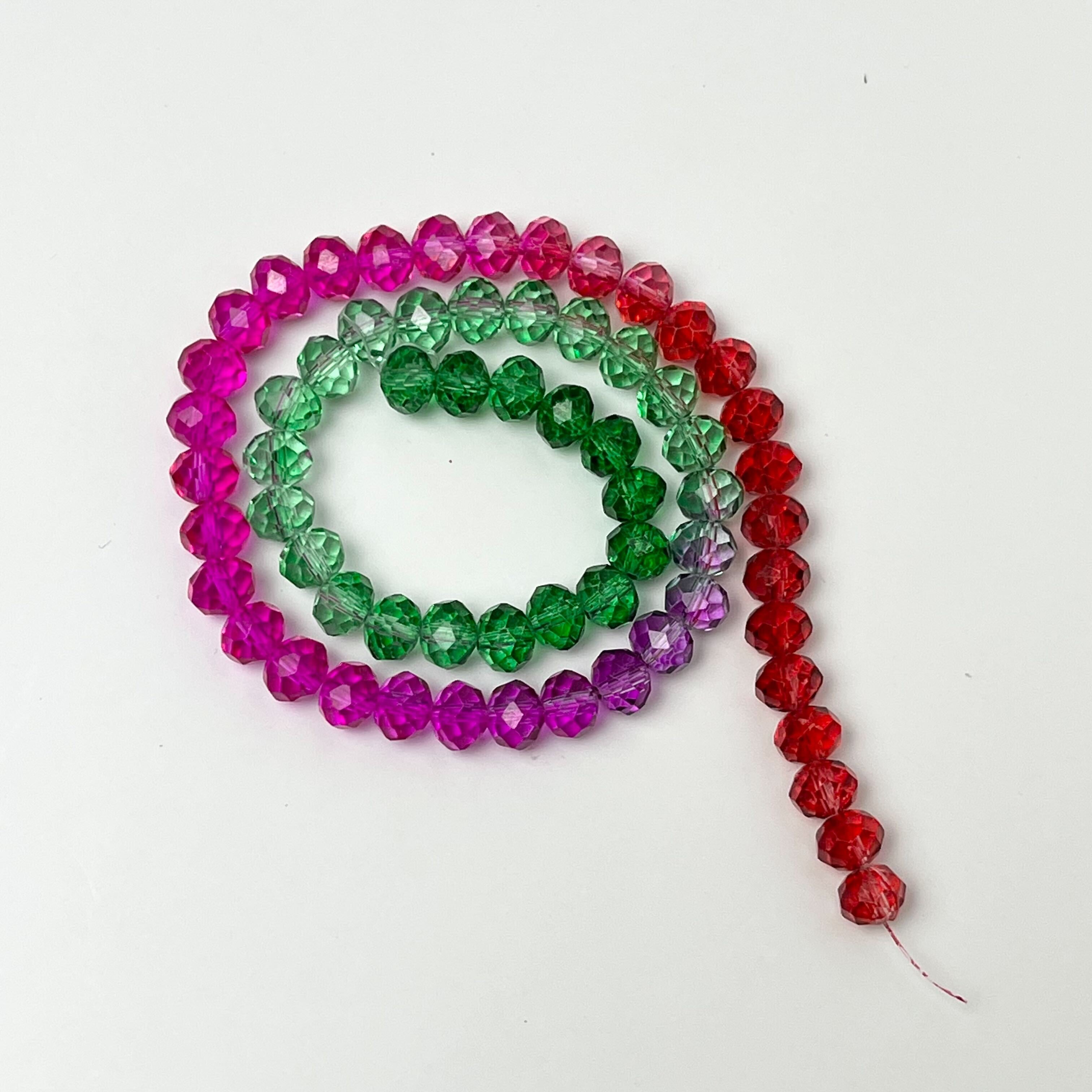 8x6mm Faceted Rondelle Jungle Juice Gradient Crystal Bead Strand $5.25