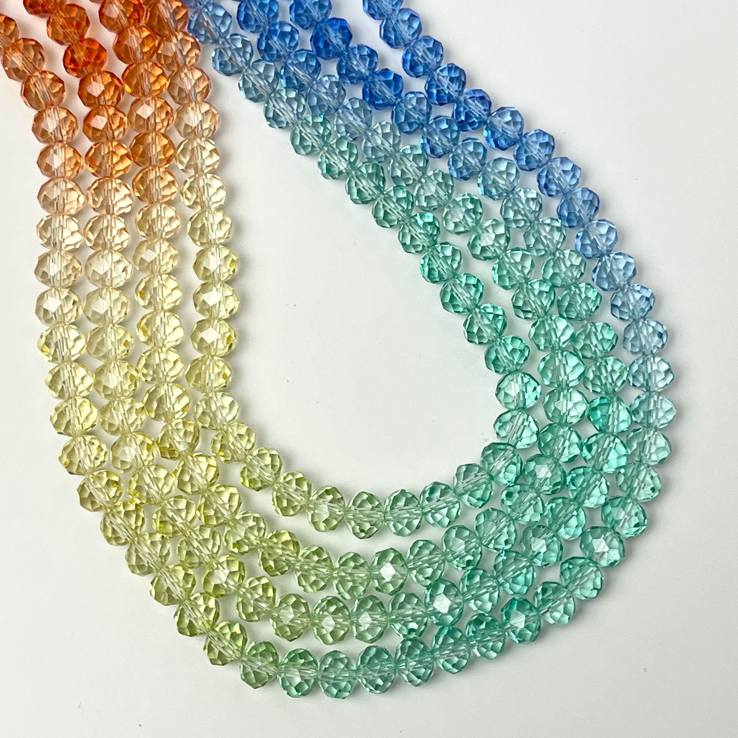 8x6mm Faceted Rondelle Tropical Sunset Gradient Crystal Bead Strand $5.25