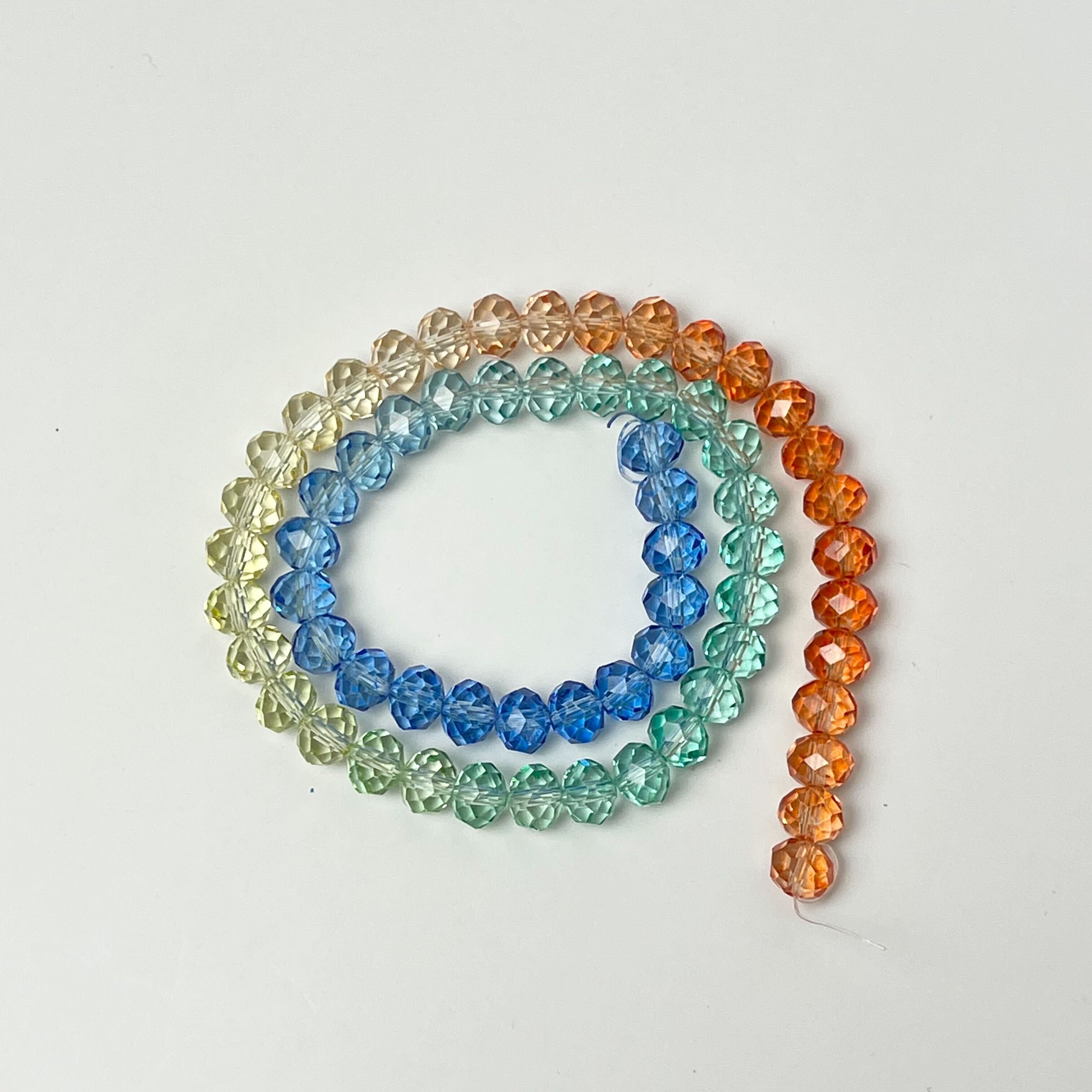 8x6mm Faceted Rondelle Tropical Sunset Gradient Crystal Bead Strand $5.25