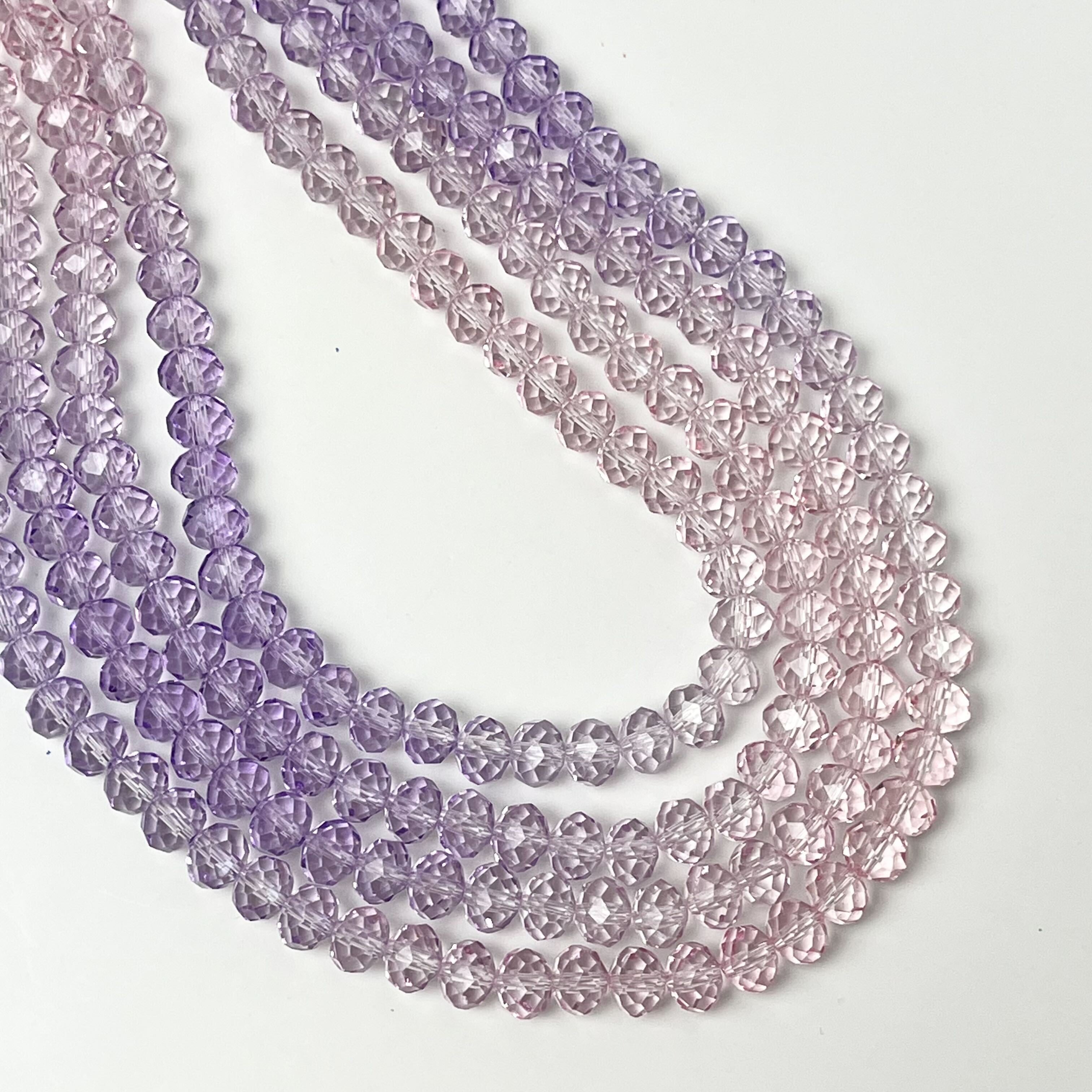 8x6mm Faceted Rondelle Lax Lavendar Gradient Crystal Bead Strand $5.25