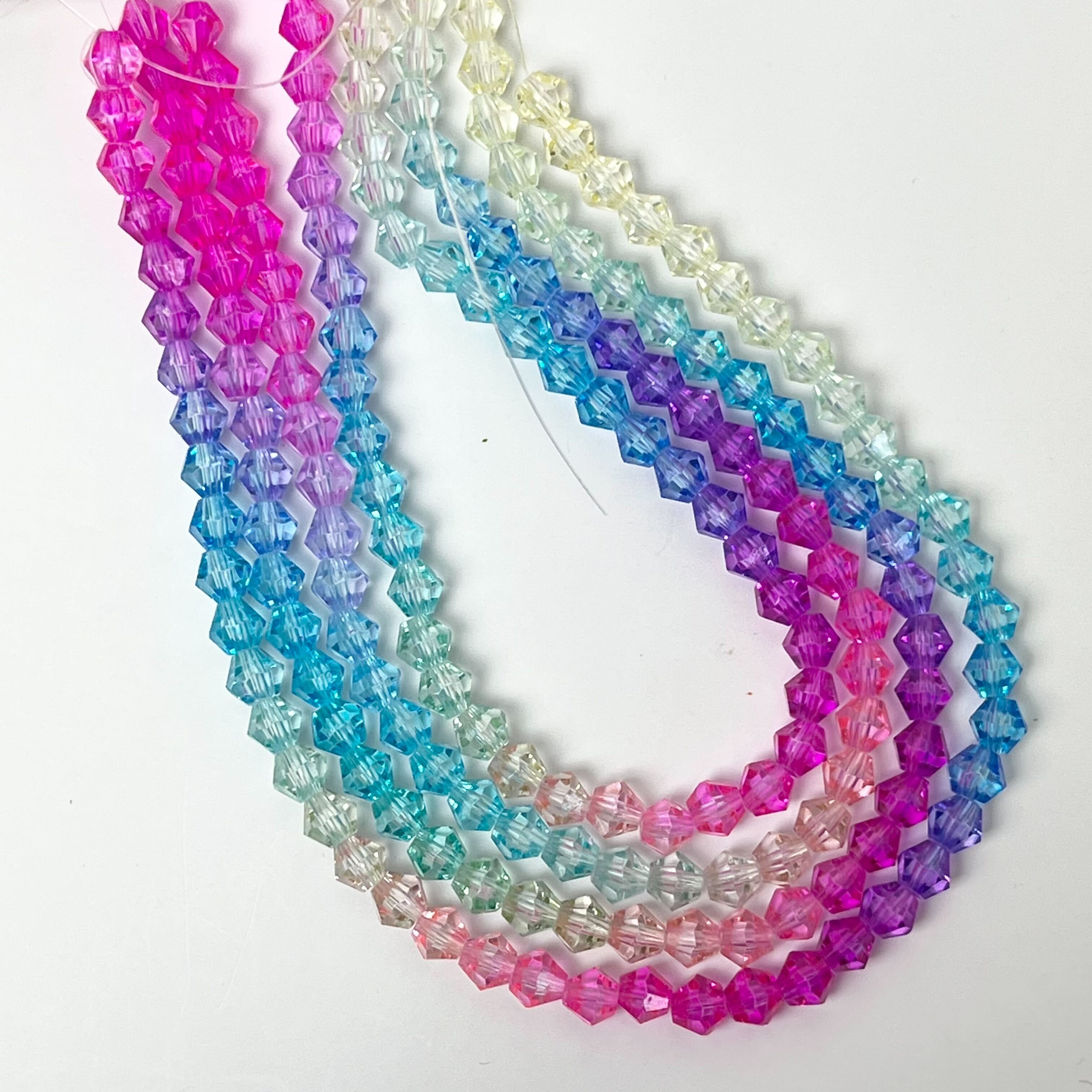 6mm Faceted Bicone Unicorn Gradient Crystal Bead Strand $4.50