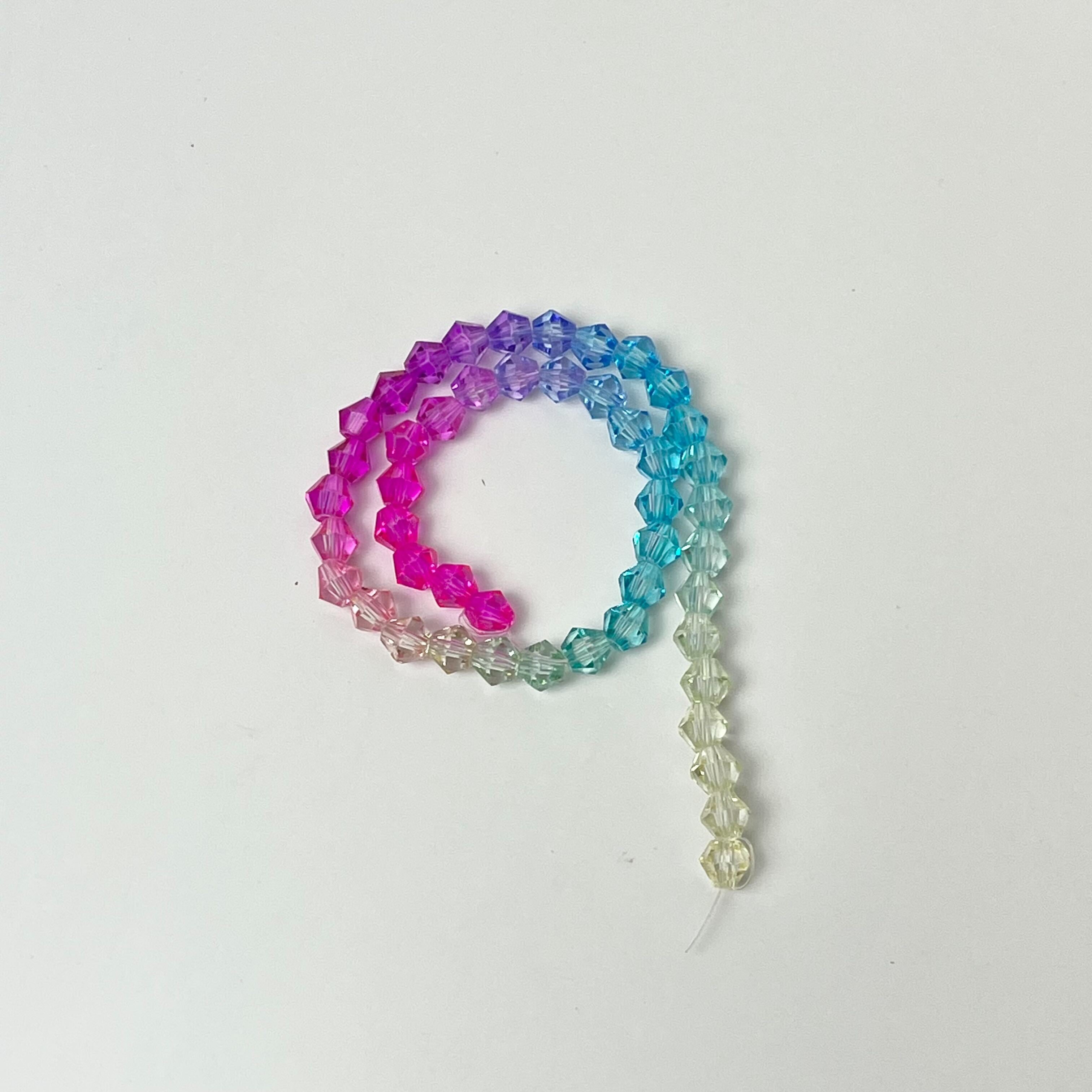 6mm Faceted Bicone Unicorn Gradient Crystal Bead Strand $4.50