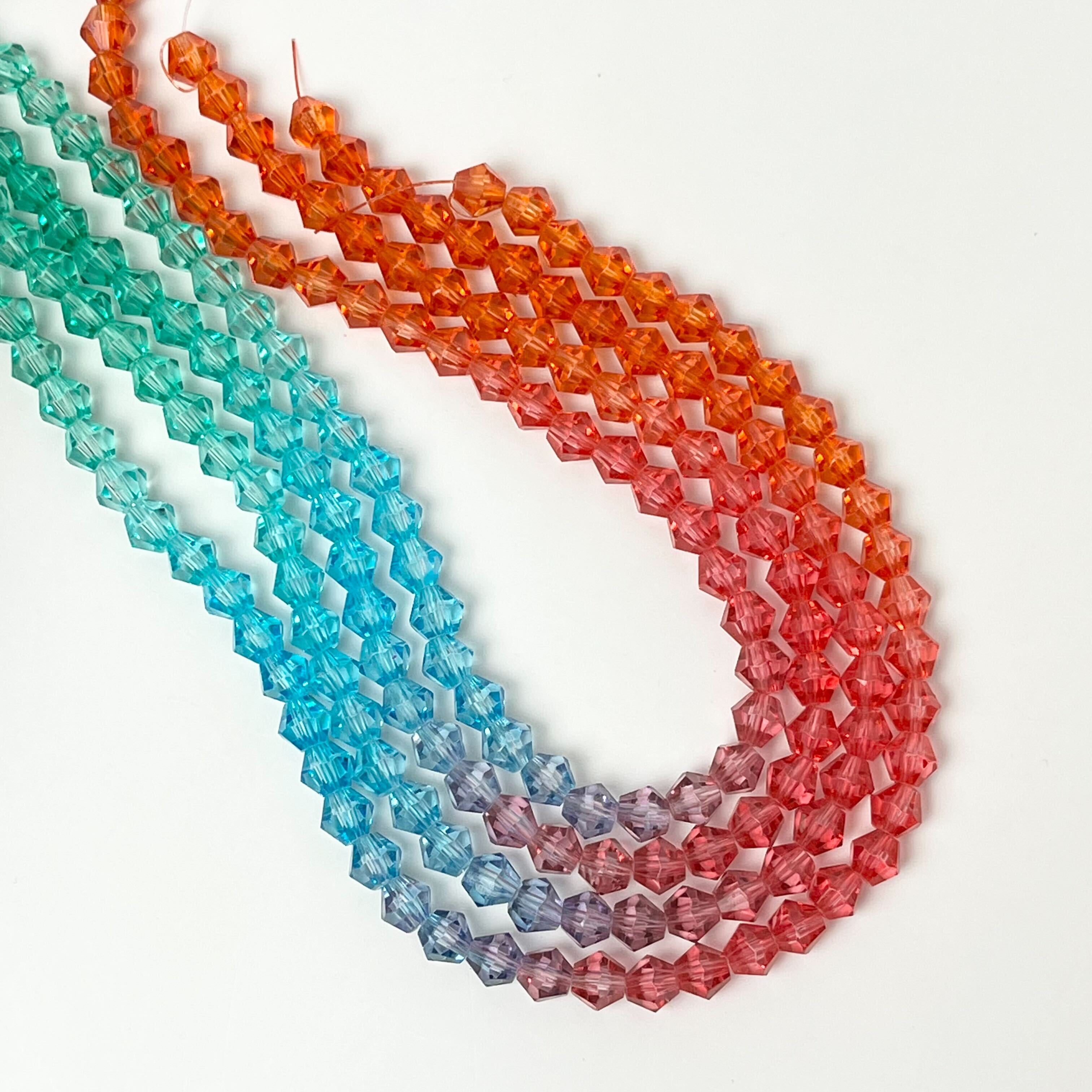 6mm Faceted Bicone Passion Fruit Gradient Crystal Bead Strand $4.50
