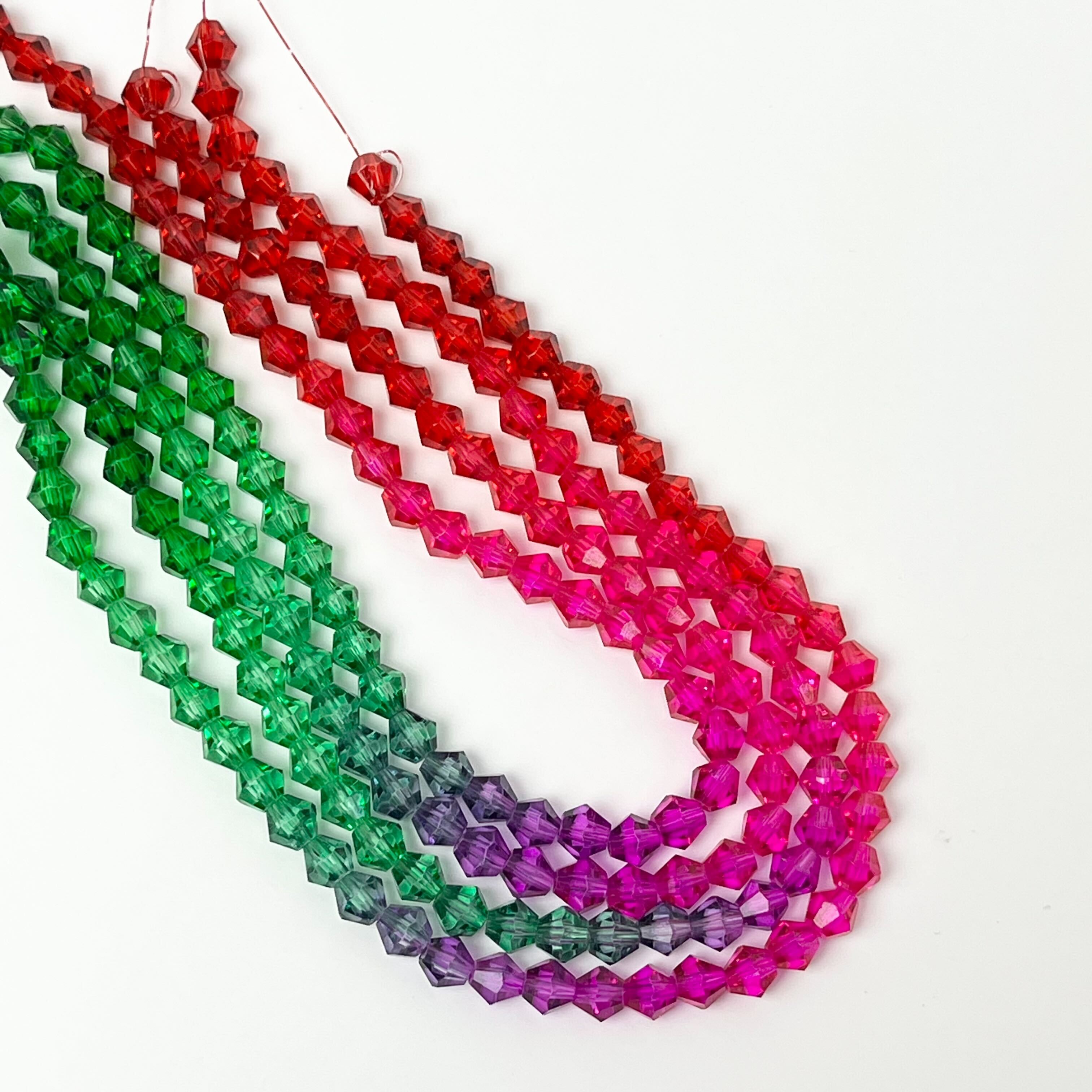 6mm Faceted Bicone Fairy Forest Gradient Crystal Bead Strand $4.50