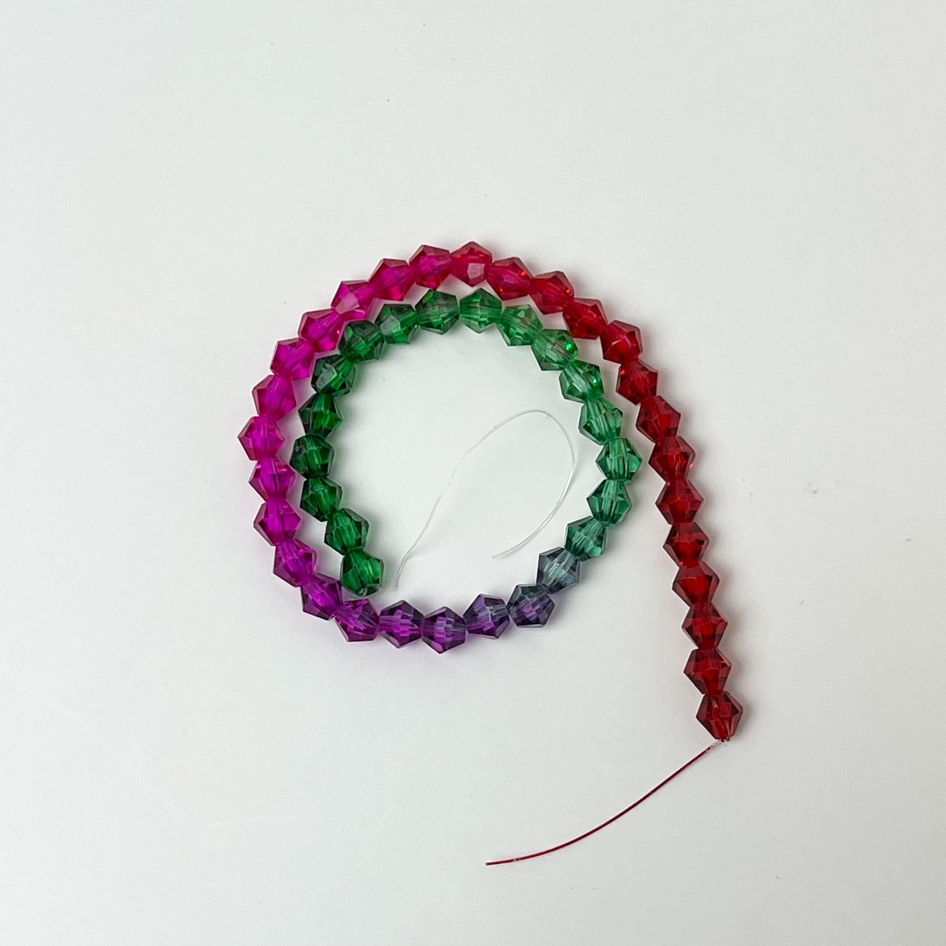 6mm Faceted Bicone Fairy Forest Gradient Crystal Bead Strand $4.50