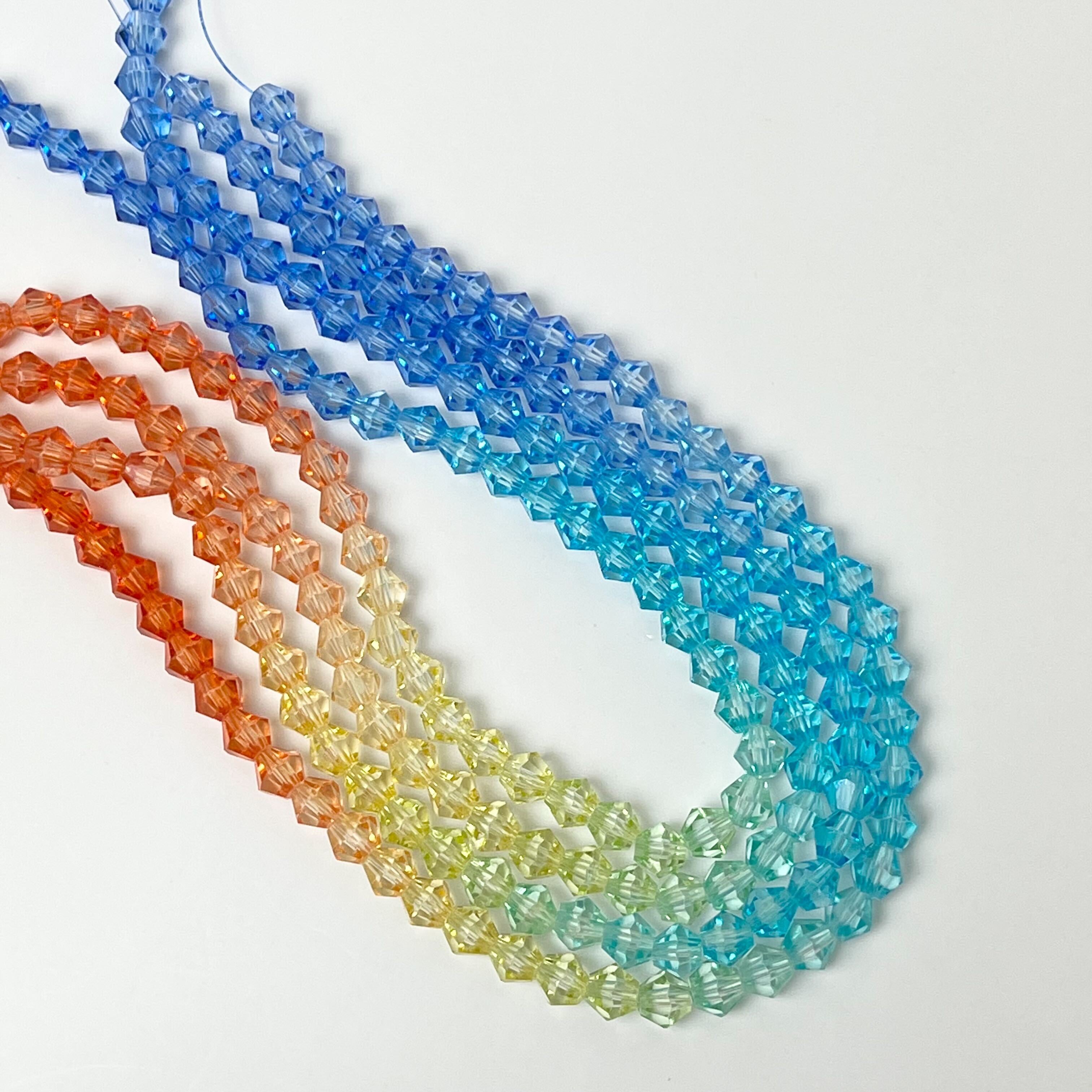 6mm Faceted Bicone Sunset Beach Gradient Crystal Bead Strand $4.50