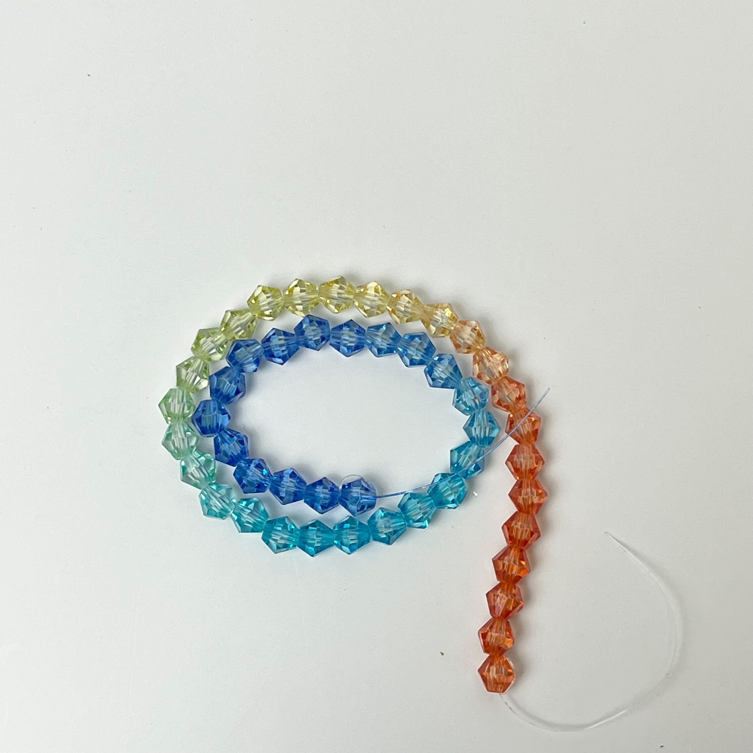 6mm Faceted Bicone Sunset Beach Gradient Crystal Bead Strand $4.50