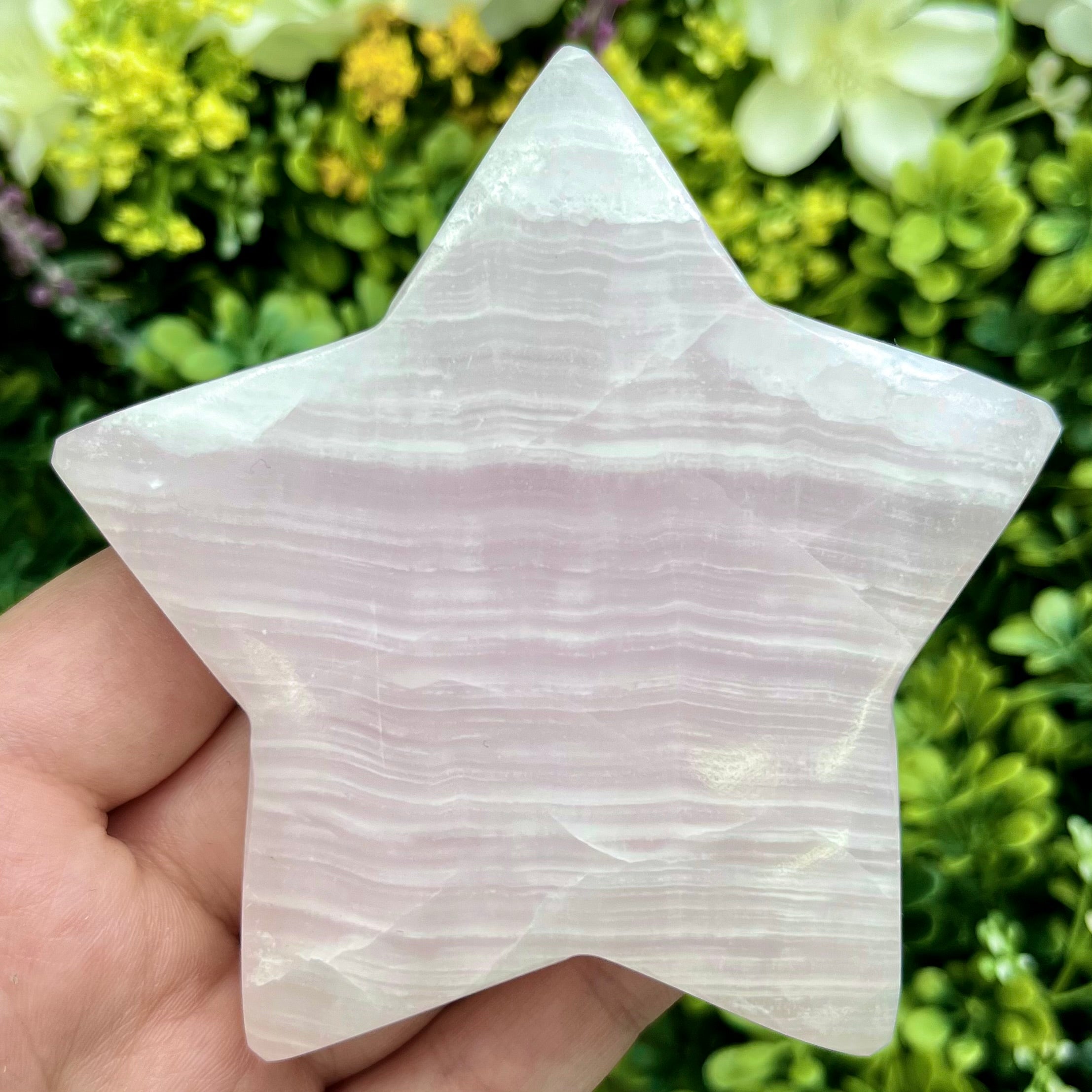 3.25 Inch Mangano Calcite Star Carving R43