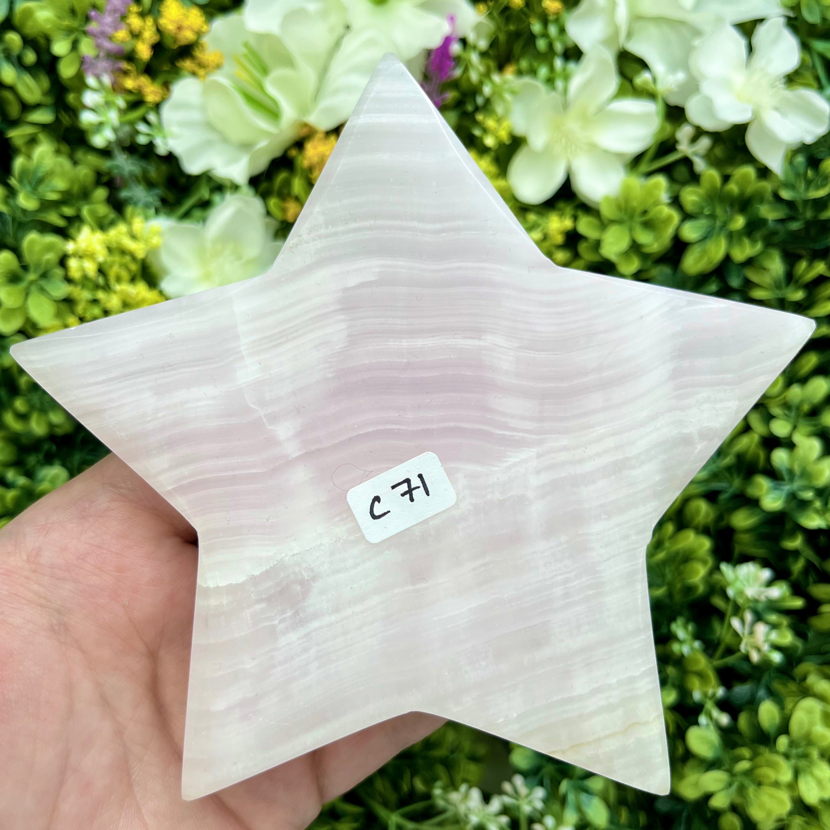 4.75 Inch Mangano Calcite Star Carving C71