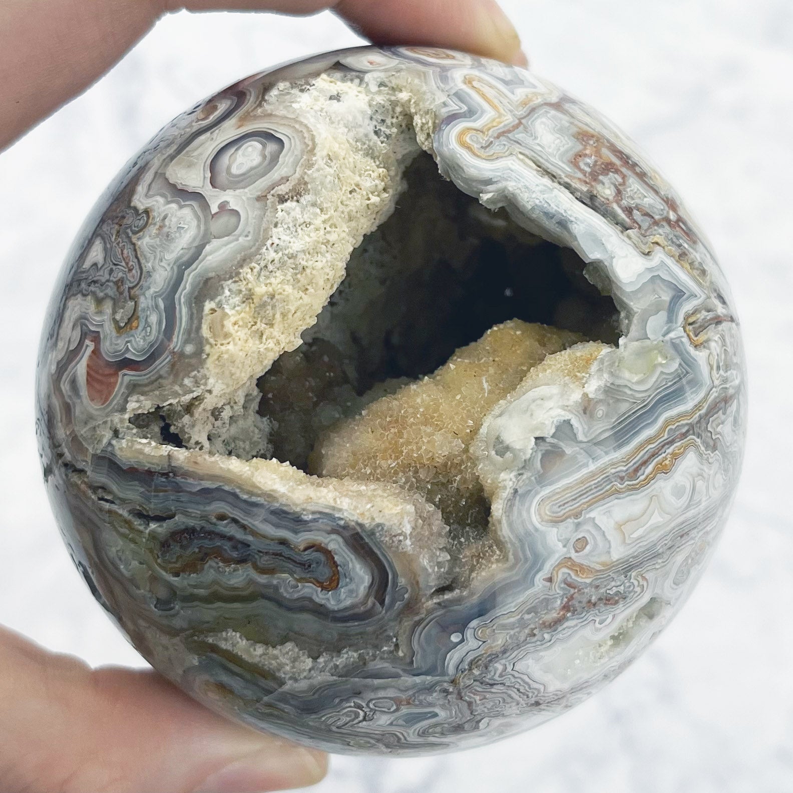 2.75 Inch White Lace Agate / Mexican Lace Agate Sphere G141