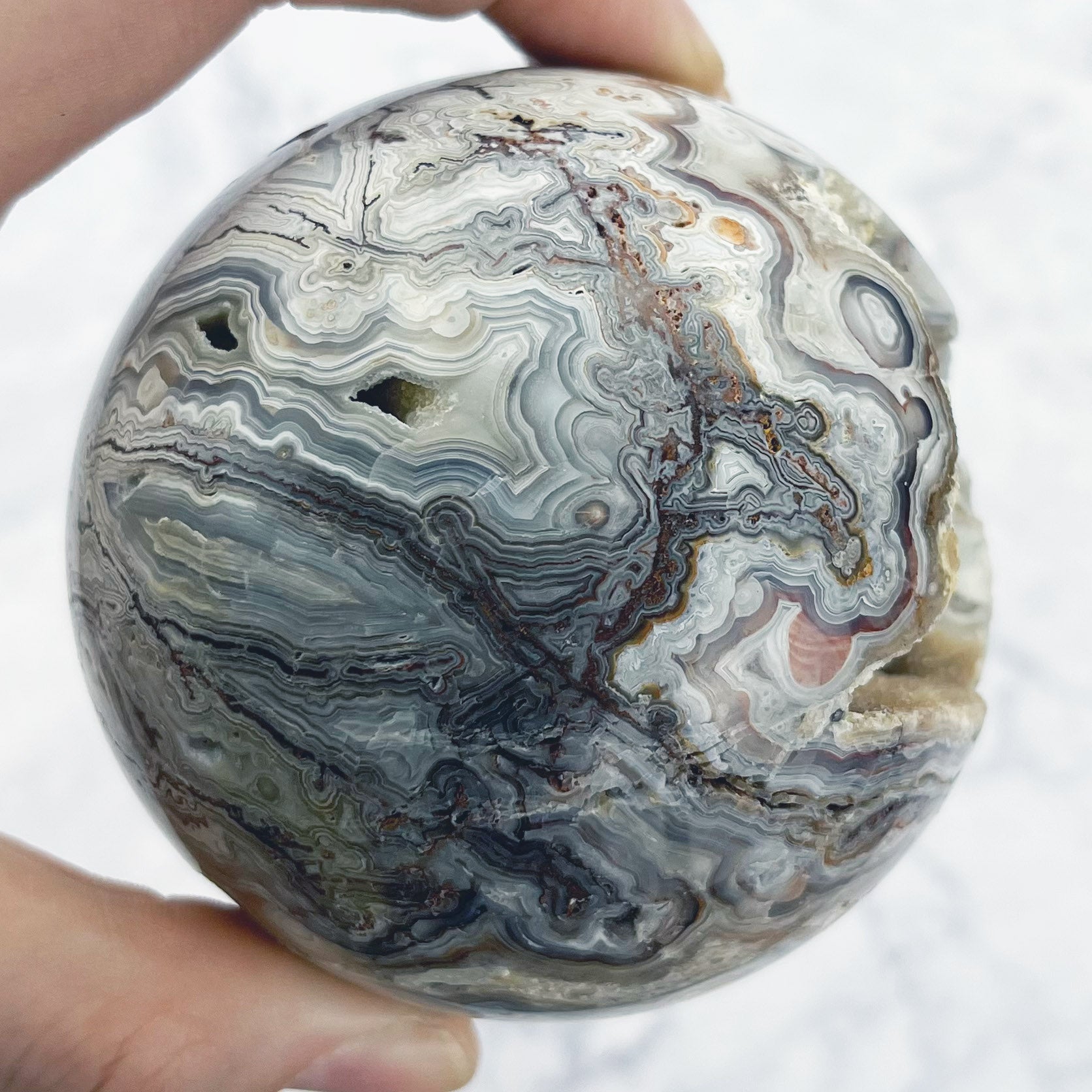 2.75 Inch White Lace Agate / Mexican Lace Agate Sphere G141
