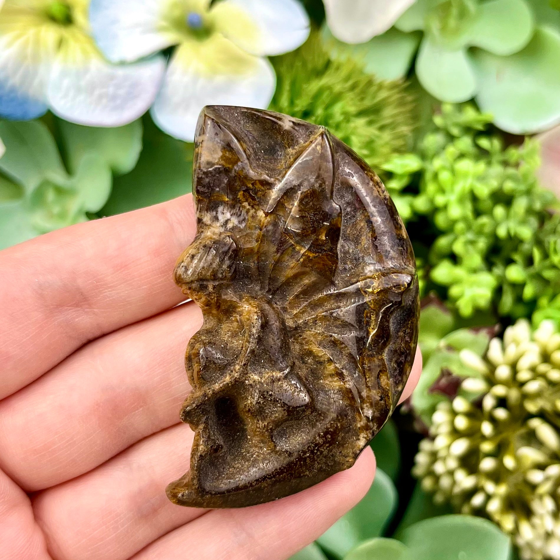 2 Inch Tiger's Eye Fairy Moon Carving C36