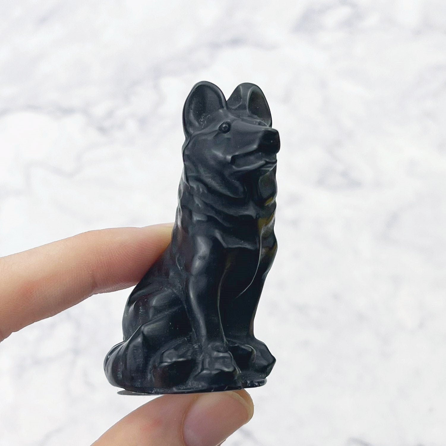 2.5 Inch Obsidian Dog Carving E28