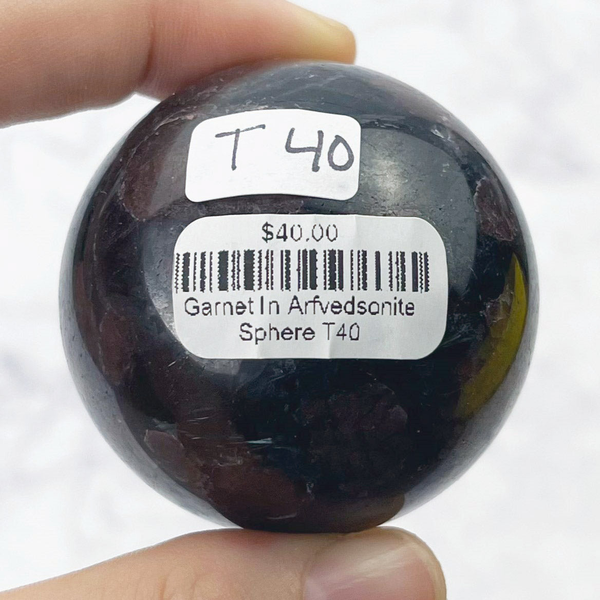 1.75 Inch Garnet in Arfvedsonite Sphere T40