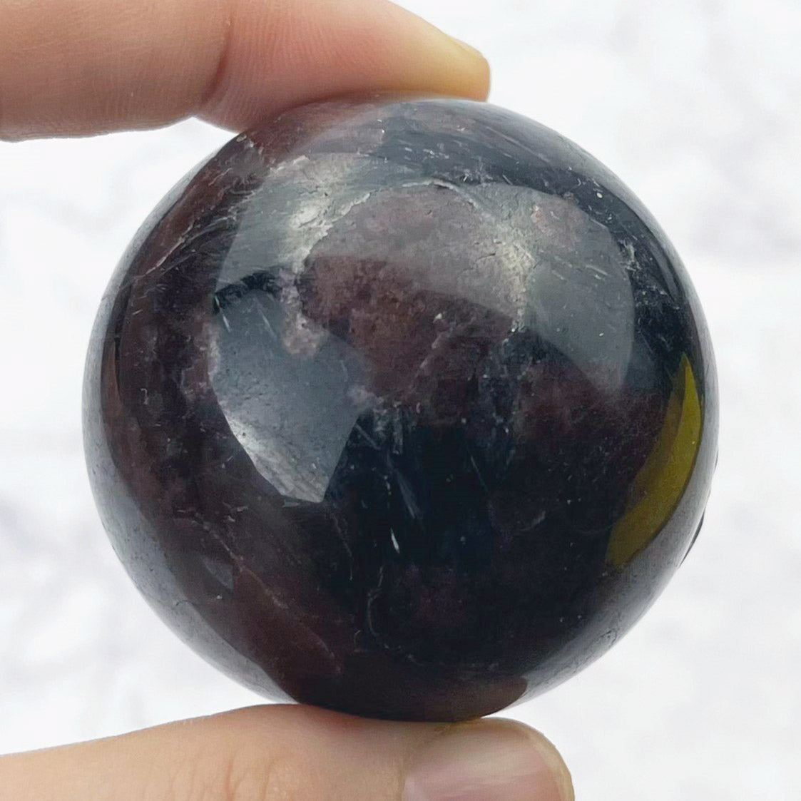 1.75 Inch Garnet in Arfvedsonite Sphere T40