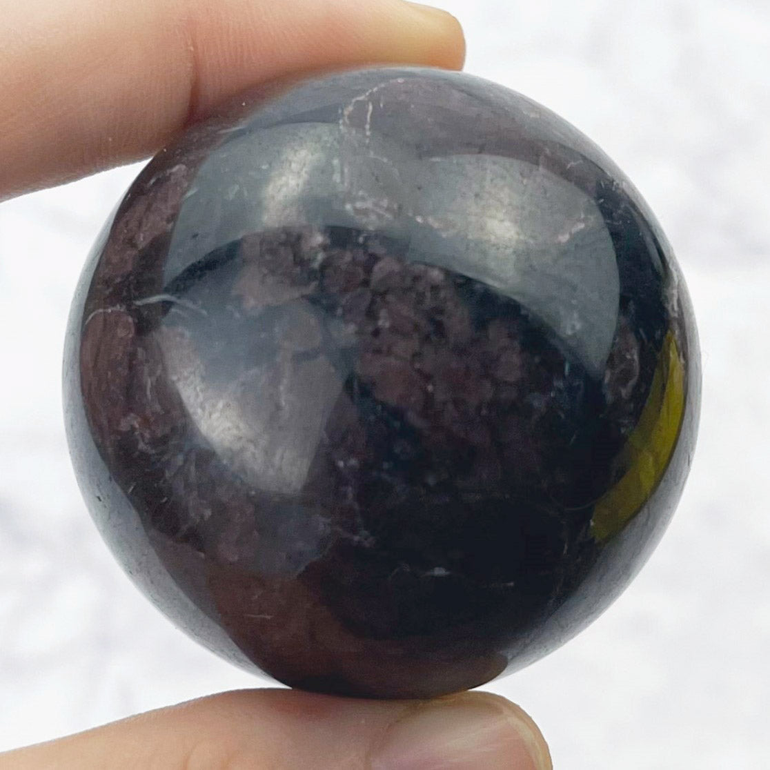 1.75 Inch Garnet in Arfvedsonite Sphere T40