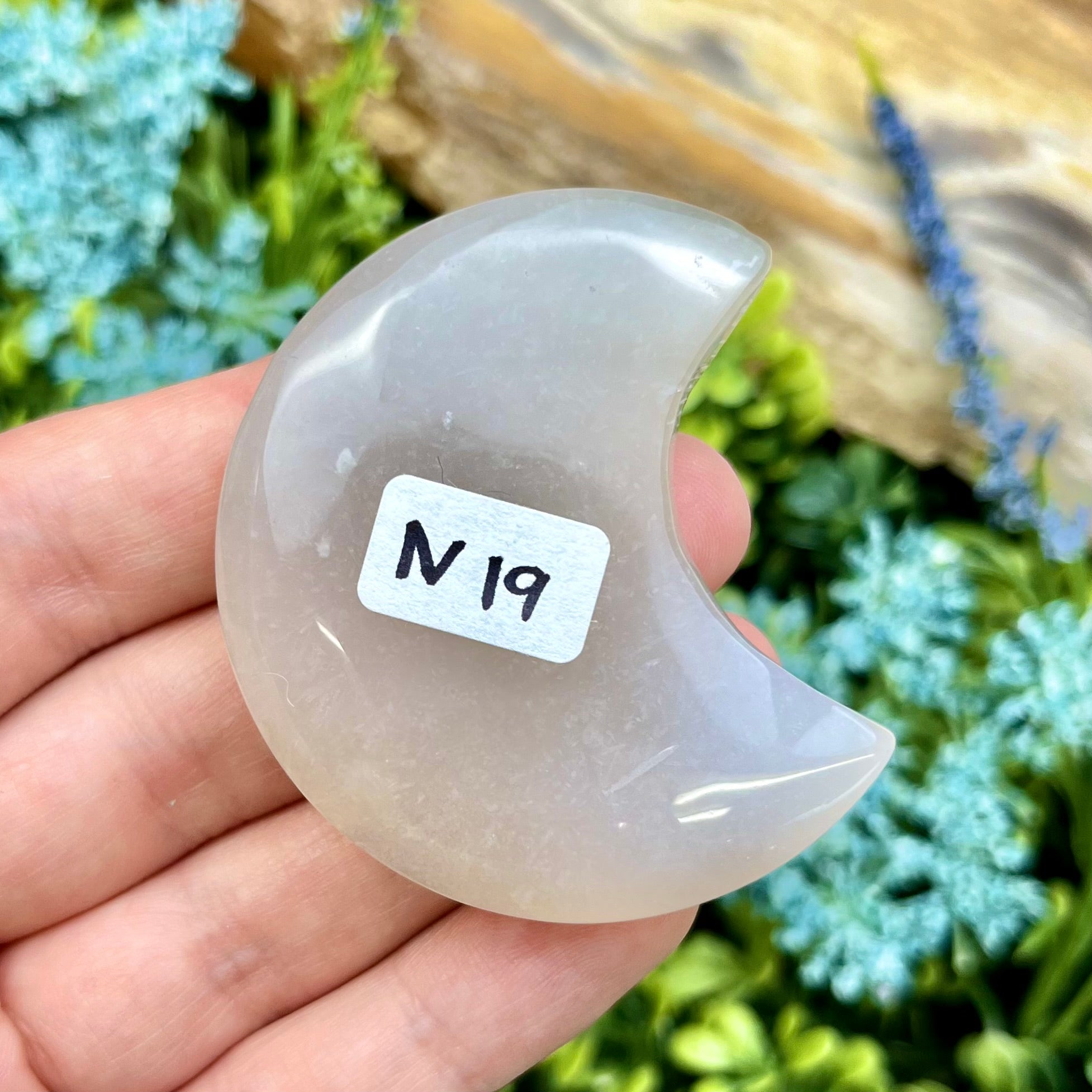 1.75 Inch Flower Agate Moon N19