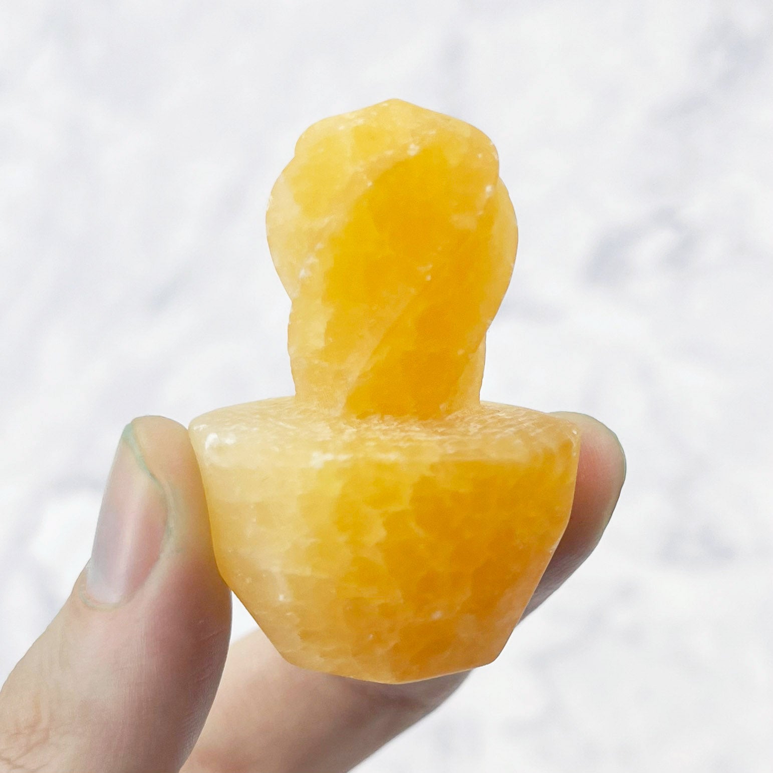 2 Inch Orange Calcite Cactus Carving C36