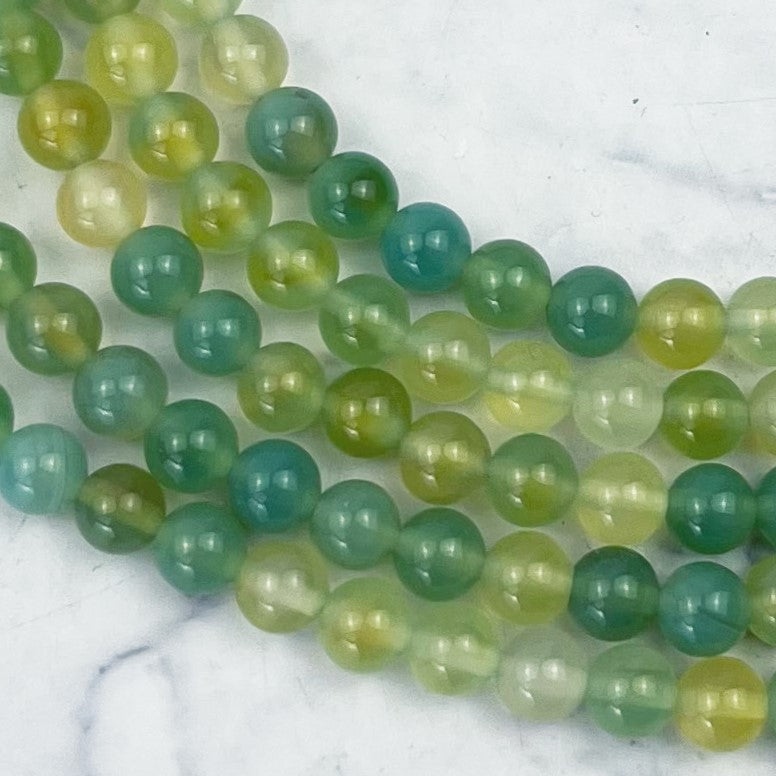 6mm Dyed Green Grape Agate Bead Strand