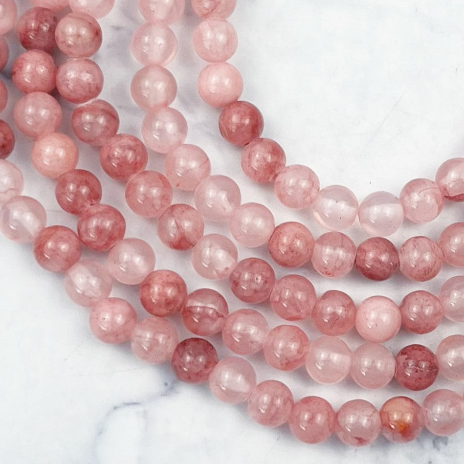 6mm Flamingo Chalcedony Bead Strand