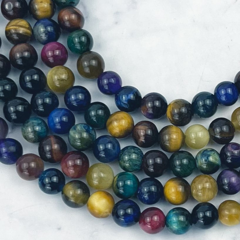 6mm Rainbow Tiger's Eye Bead Strand