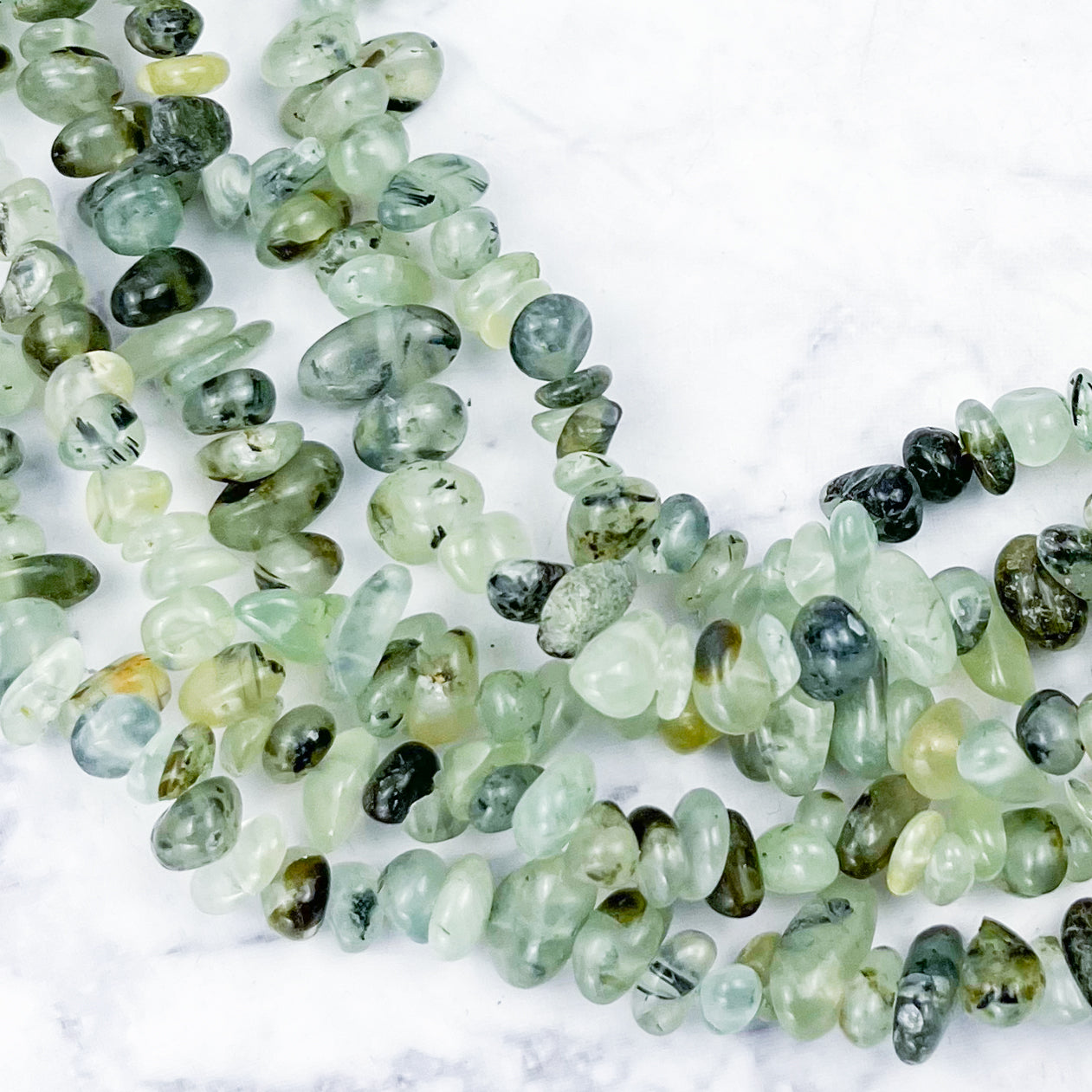 Prehnite Chip Bead Strand