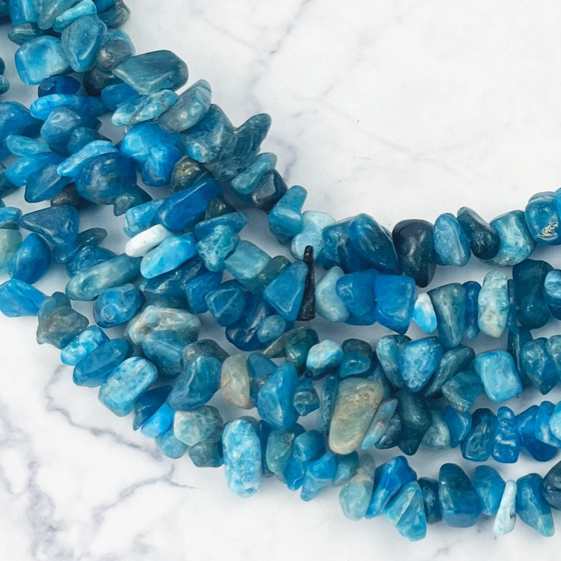 Blue Apatite Chip Bead Strand