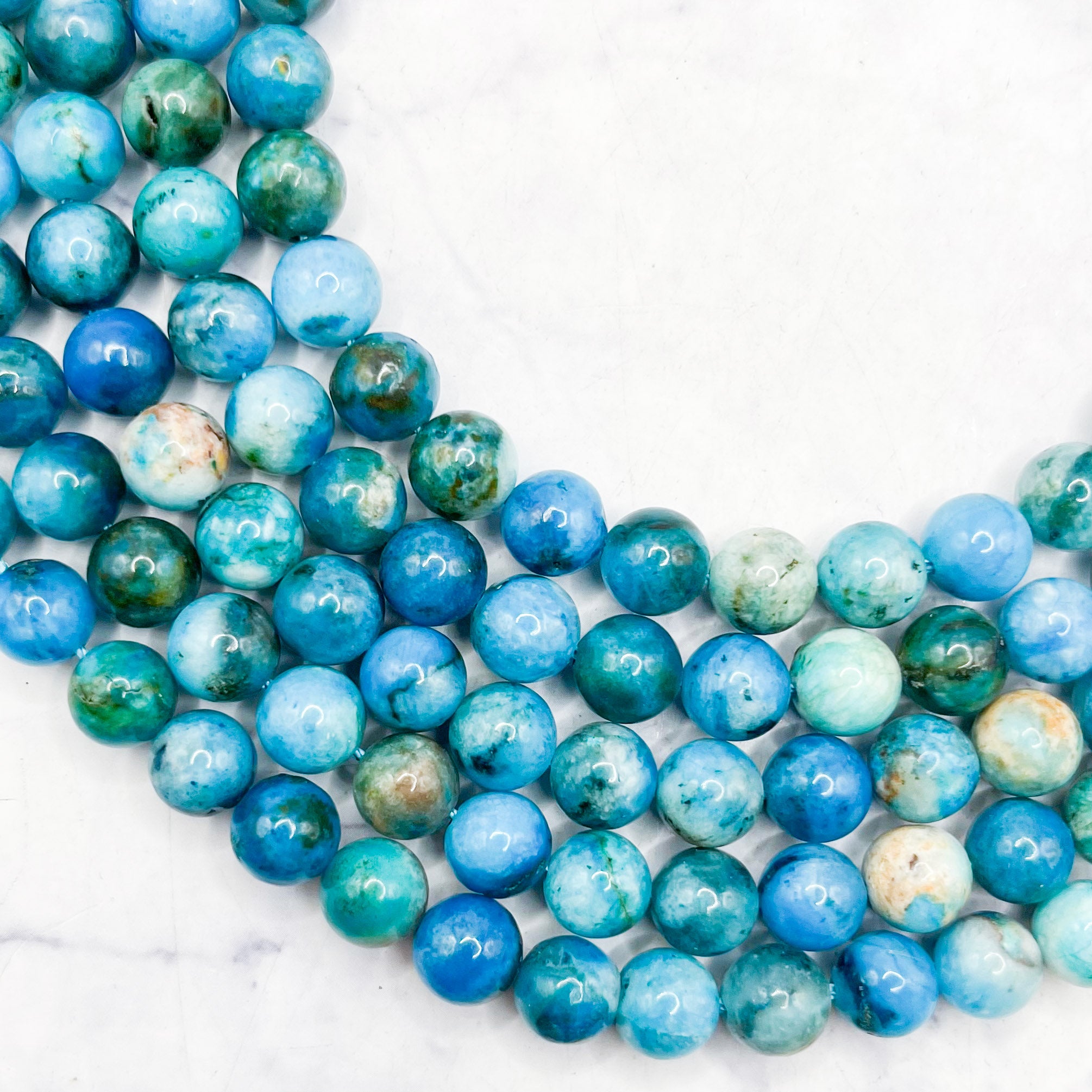 8mm Dyed Blue Aragonite Bead Strand F15