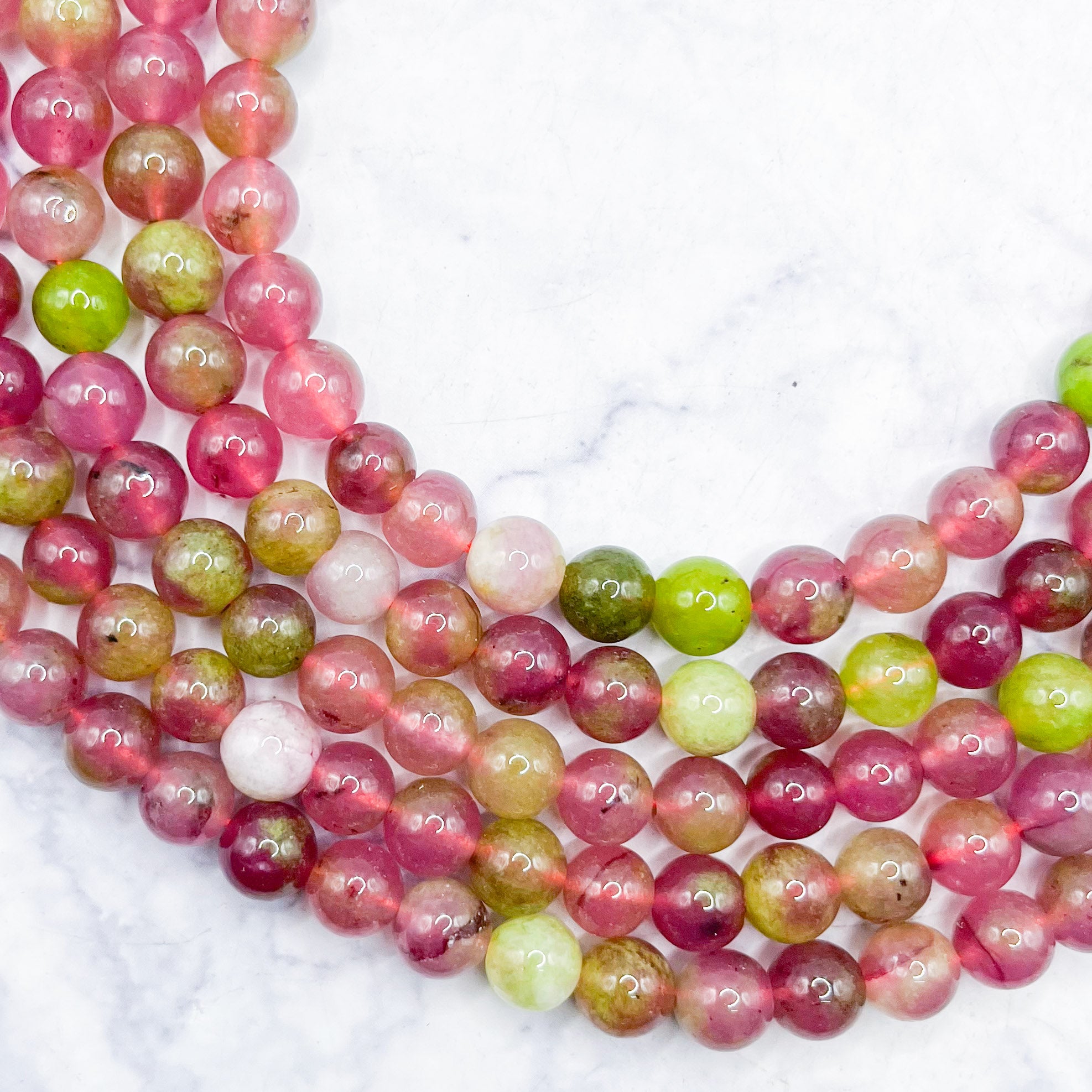 8mm Watermelon Chalcedony Bead Strand R10