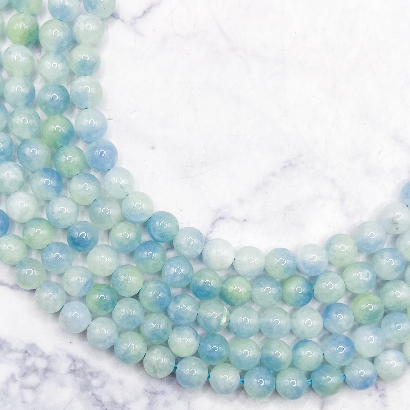 6mm Caribbean Chalcedony Bead Strand H9