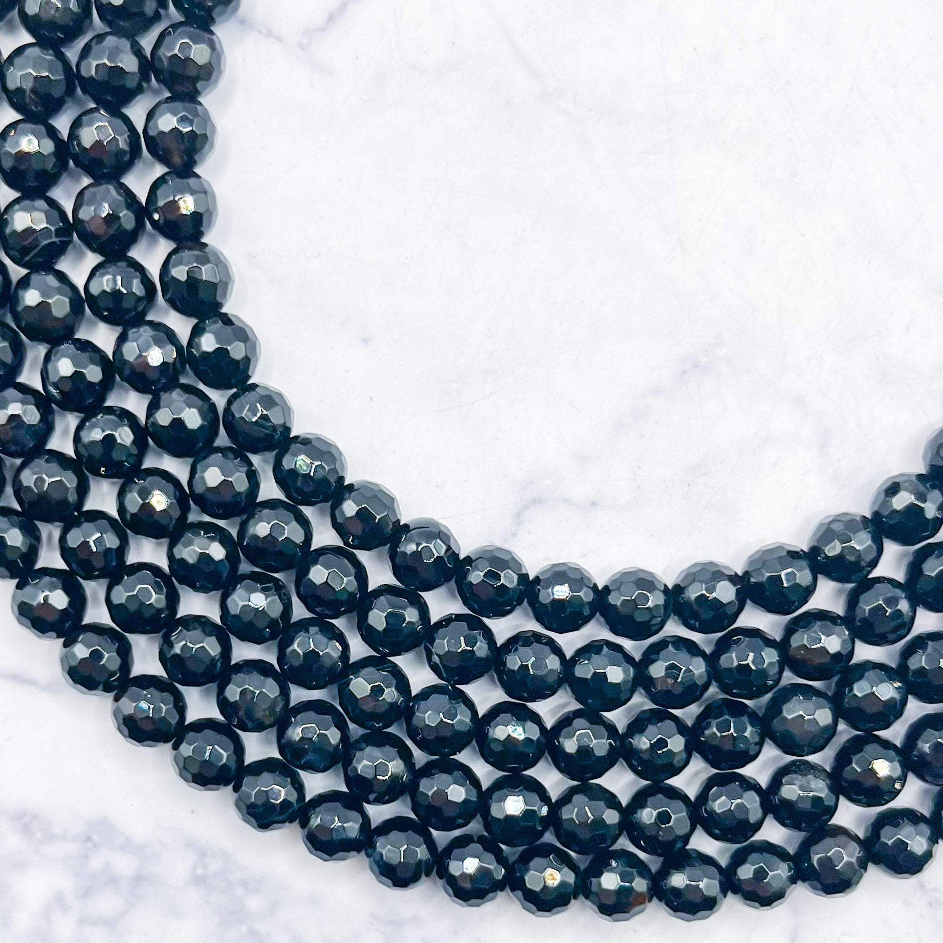 6mm Faceted Black Onyx Bead Strand E18