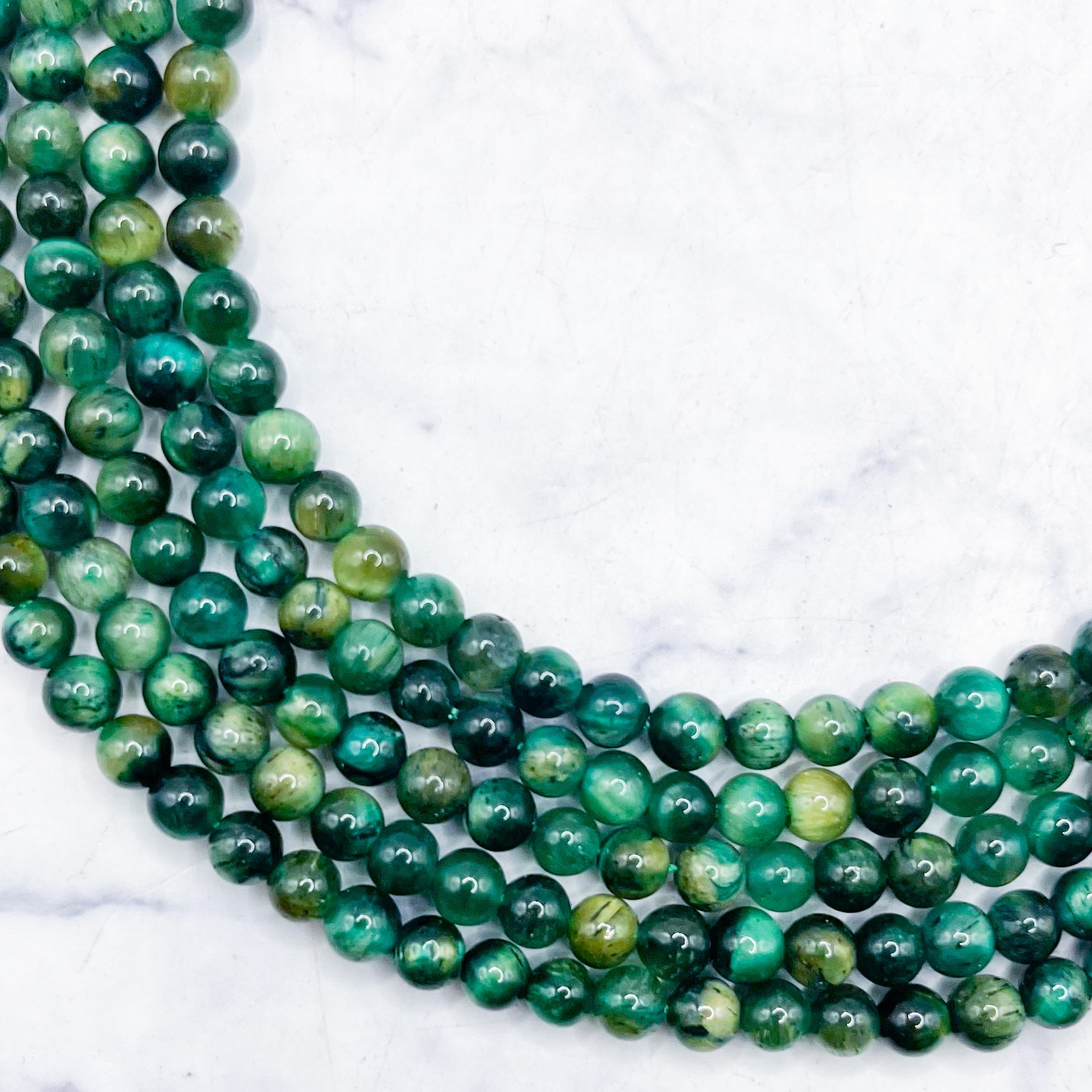 4mm Dyed Green Tiger's Eye Bead Strand D15