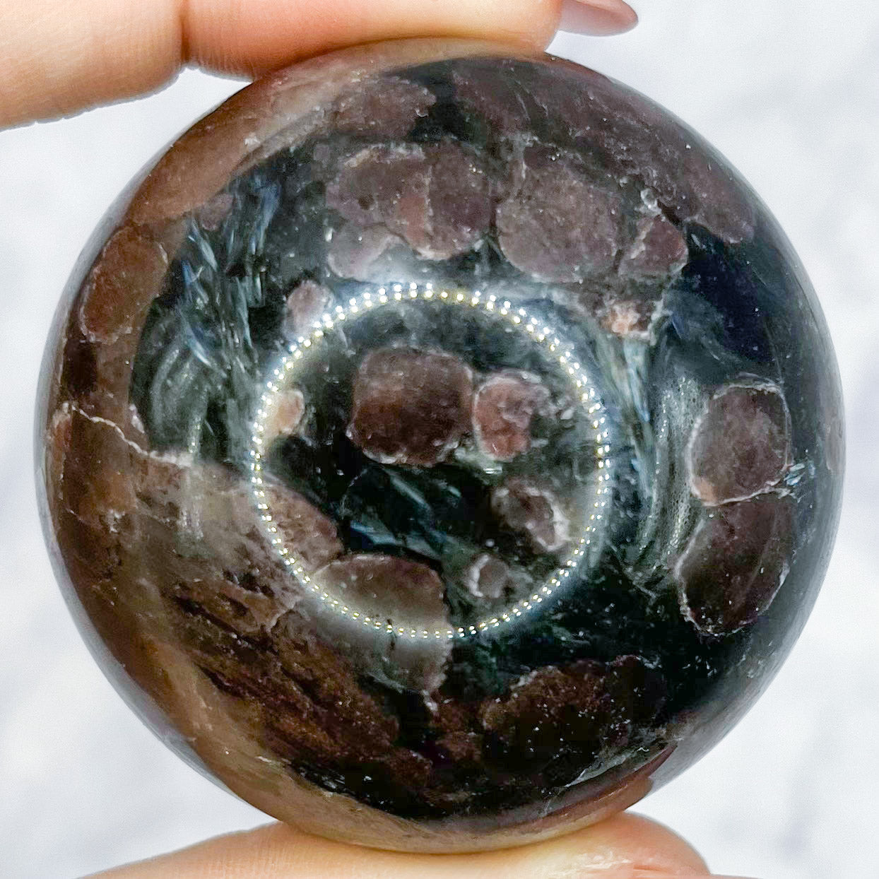 Garnet In Arfvedsonite Sphere S51