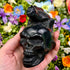 3.5 Inch Obsidian Skull with Lizard V130