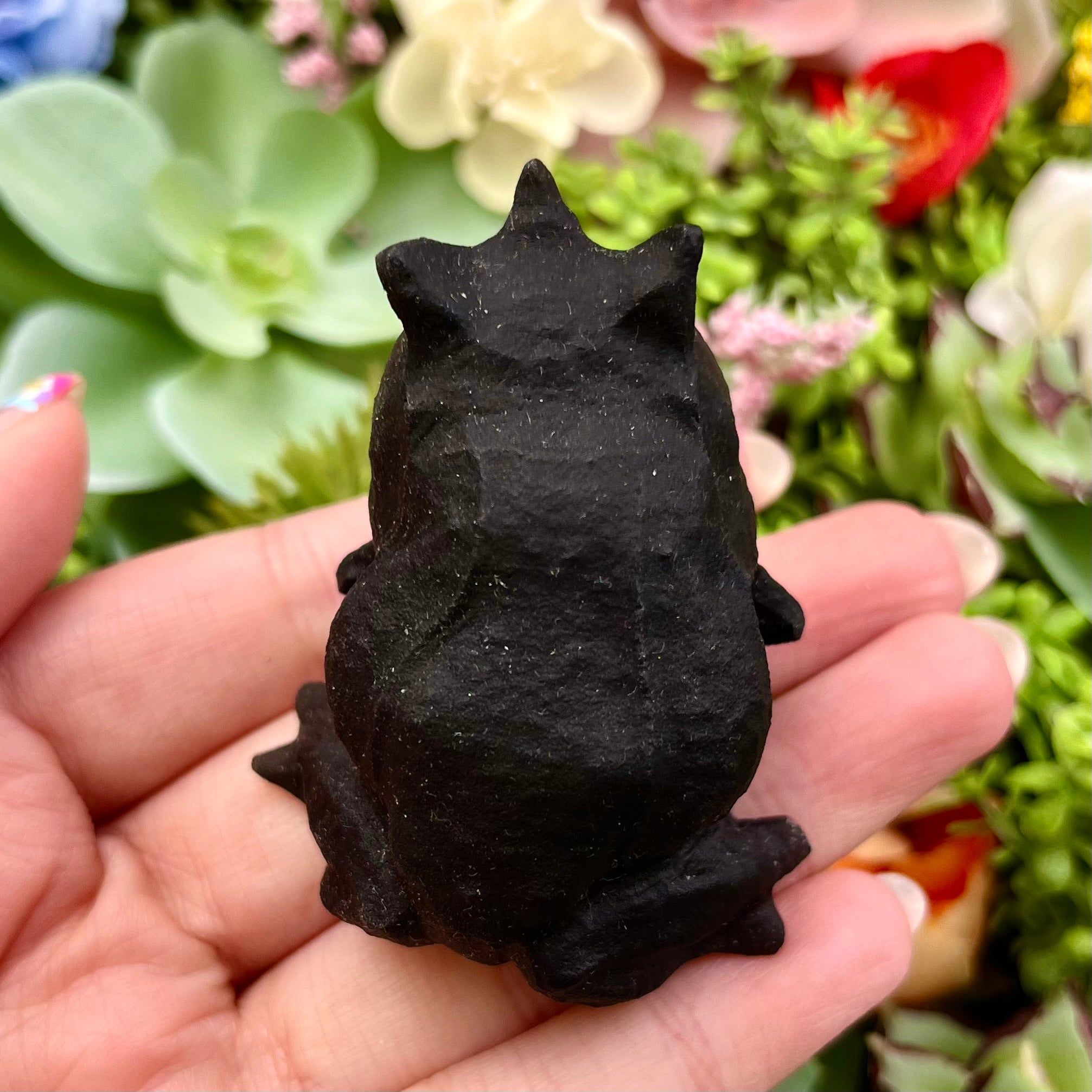 2 Inch Sandblasted Obsidian Horned Frog B36