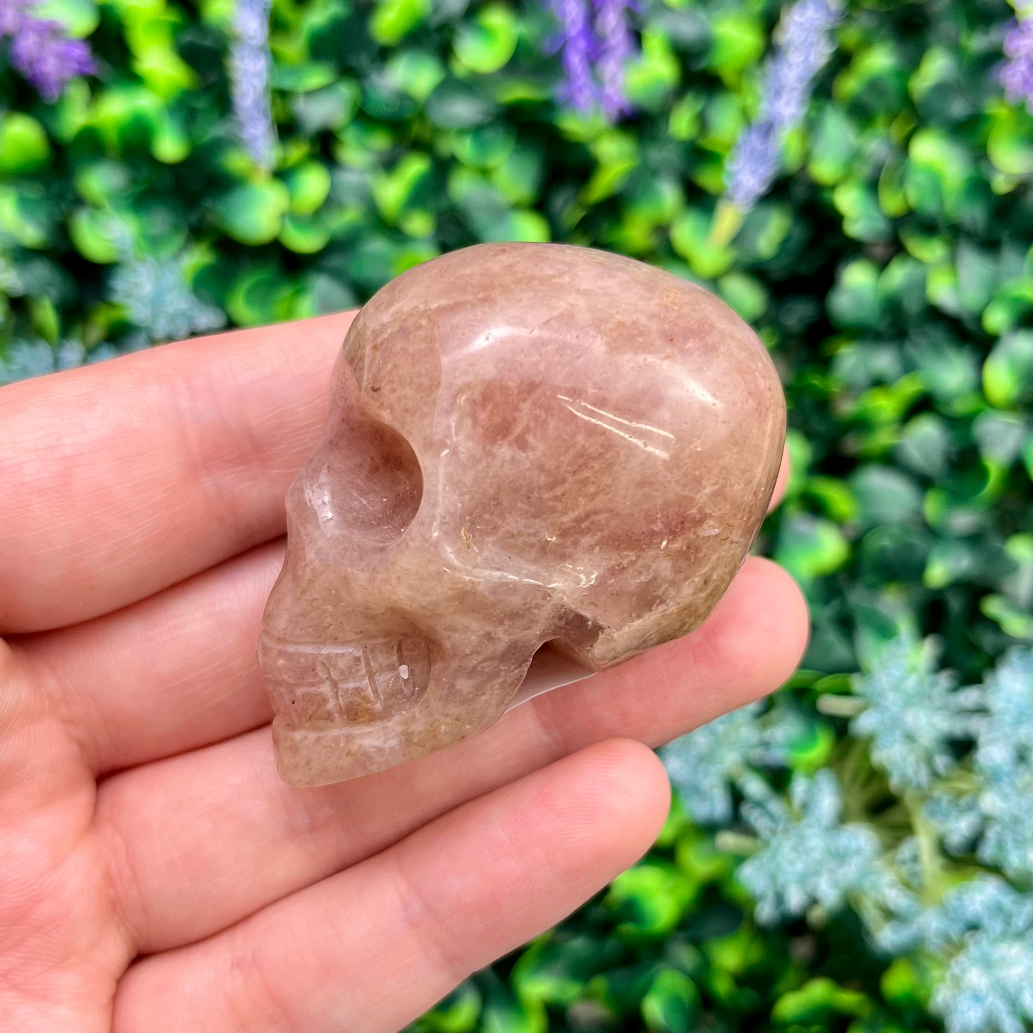 1.75 Inch Strawberry Quartz Skull L28