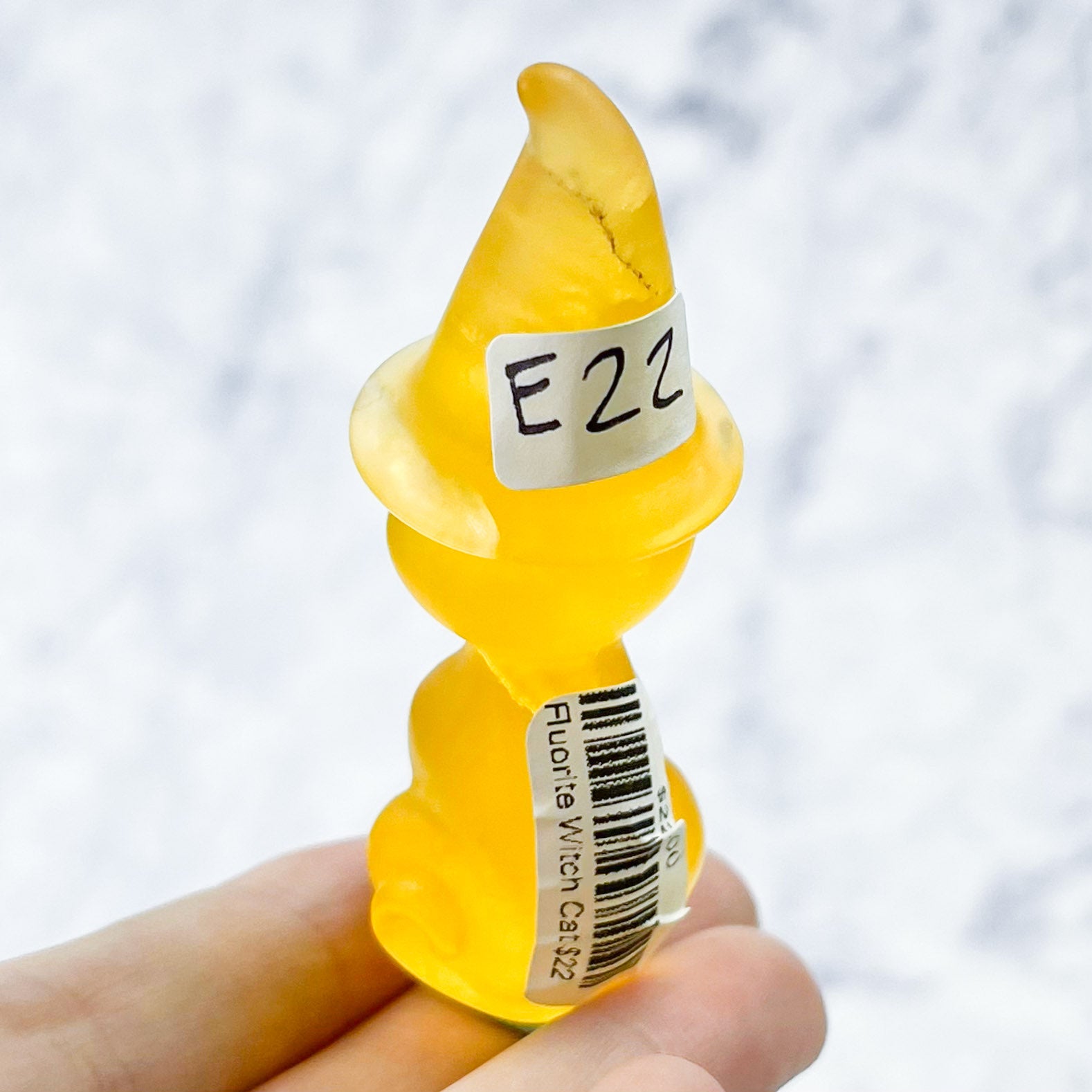 2.75 Inch Yellow Fluorite Witch Cat Carving E22
