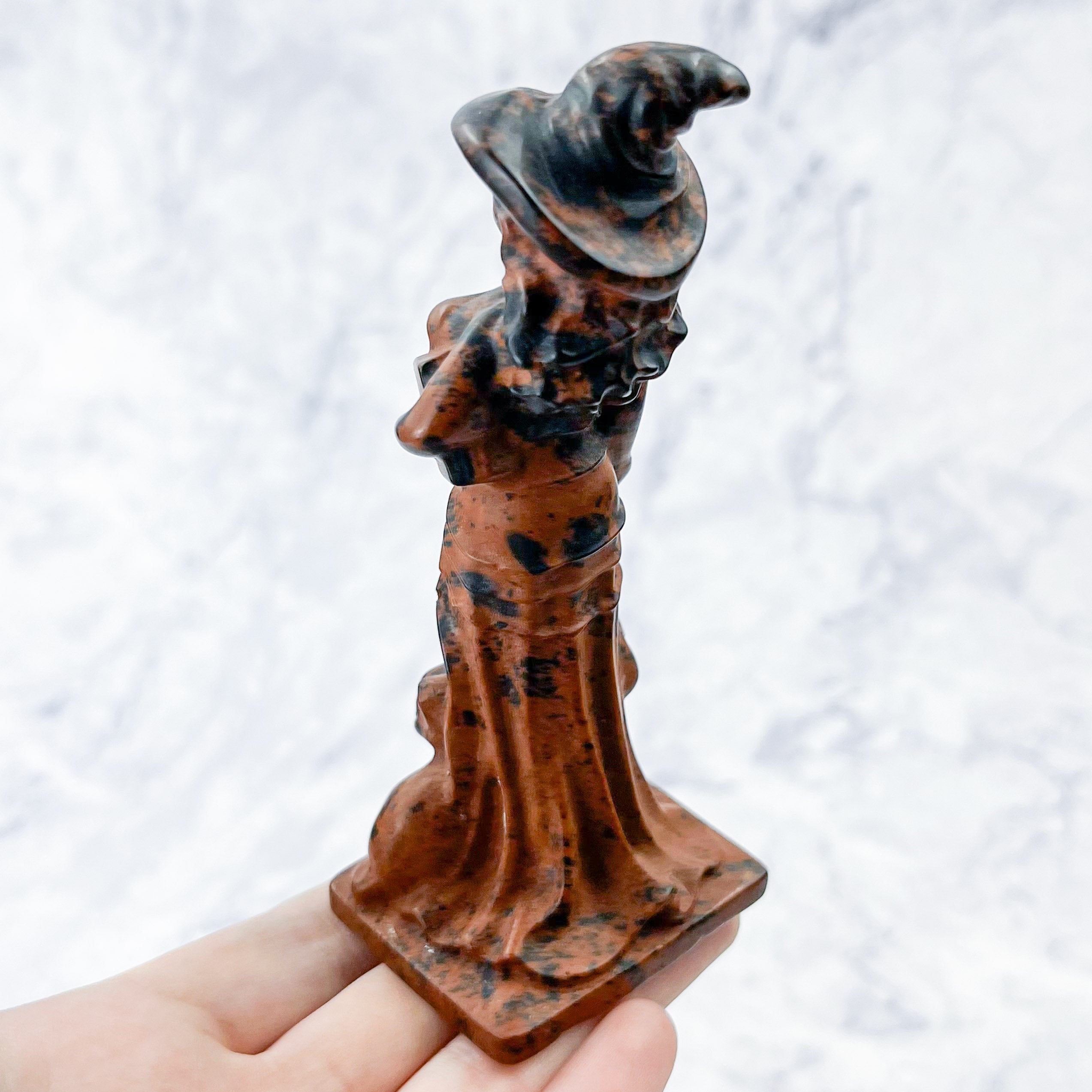 5 Inch Mahogany Obsidian Obsidian Witch Carving R46